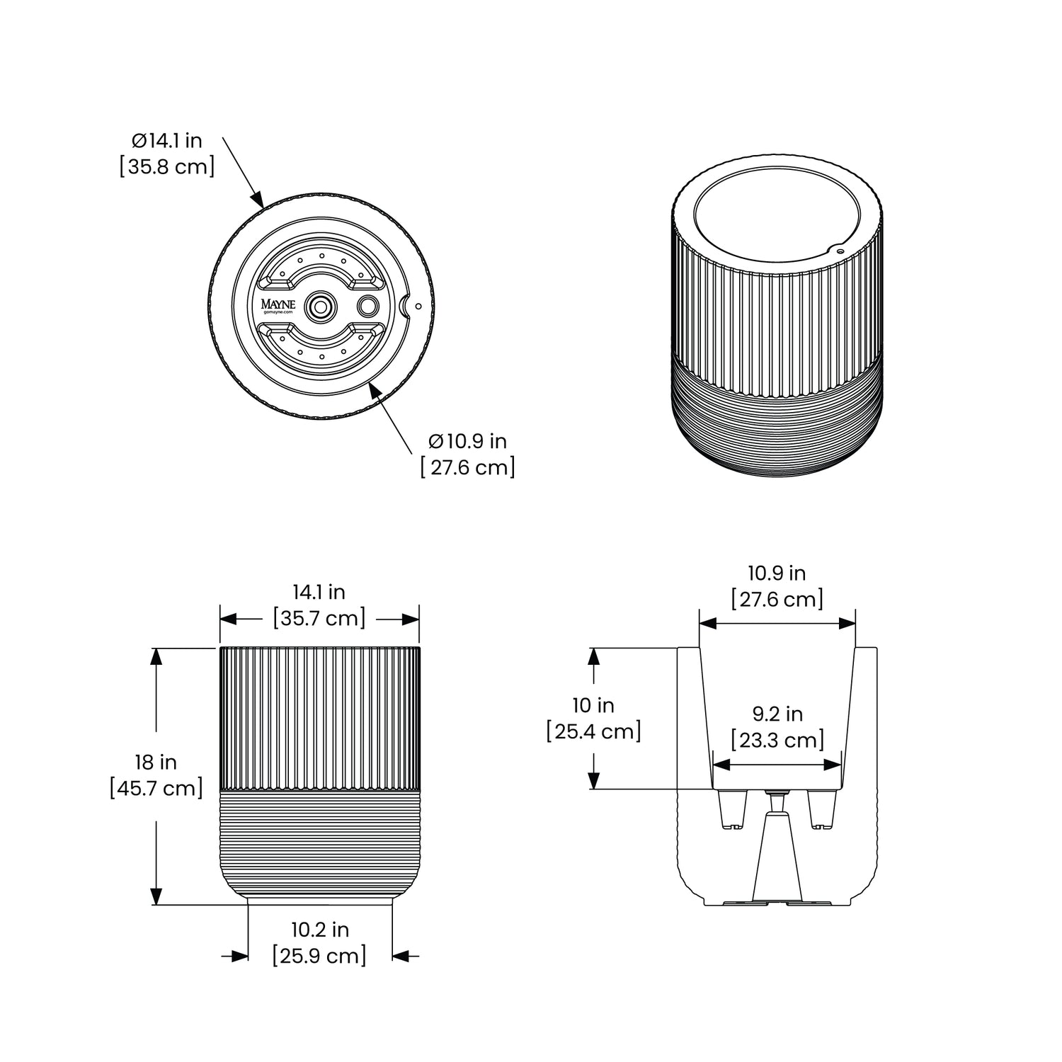 Mayne Arden 18in Round Planter