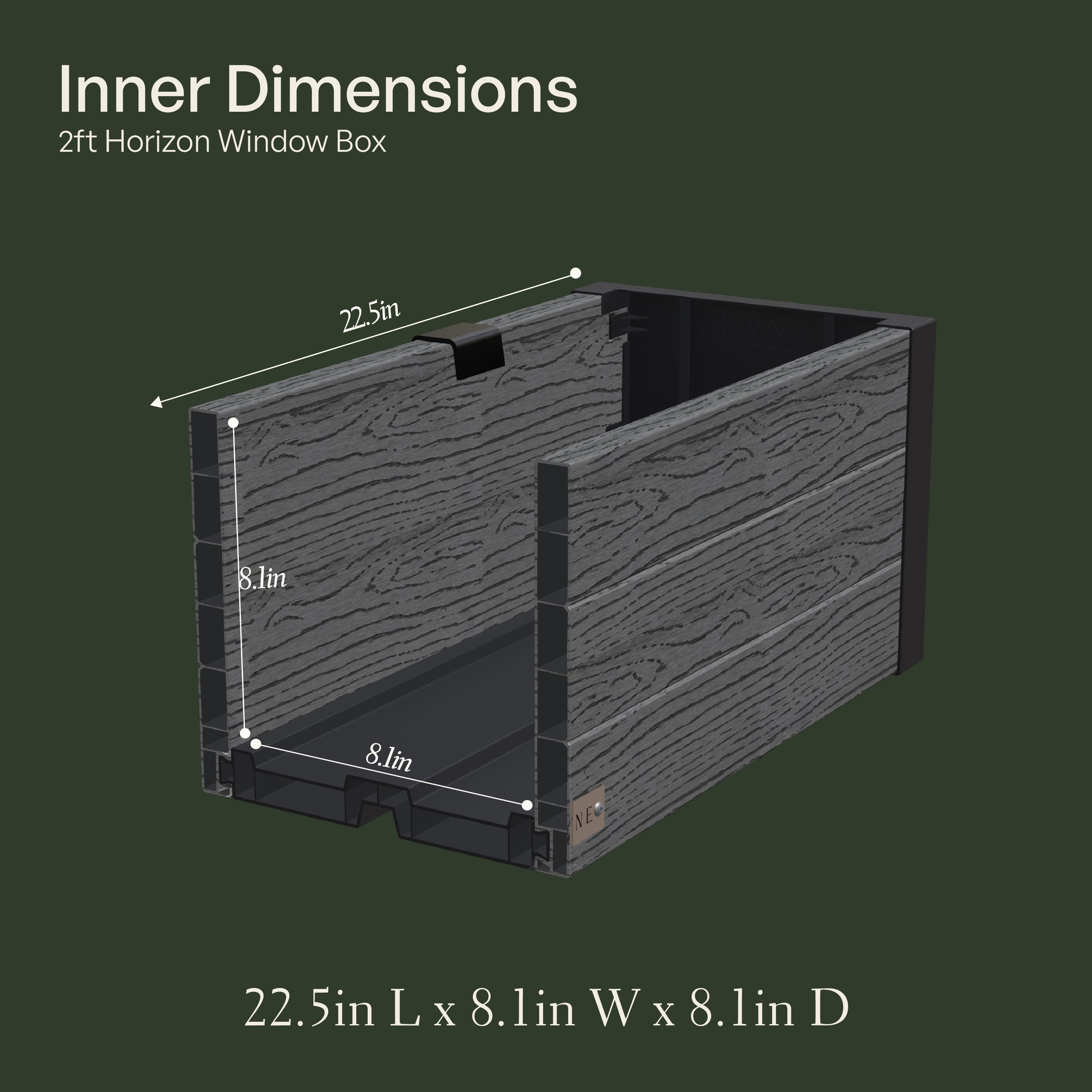 Mayne Horizon 2ft Window Box with Steel Wall Mount Brackets