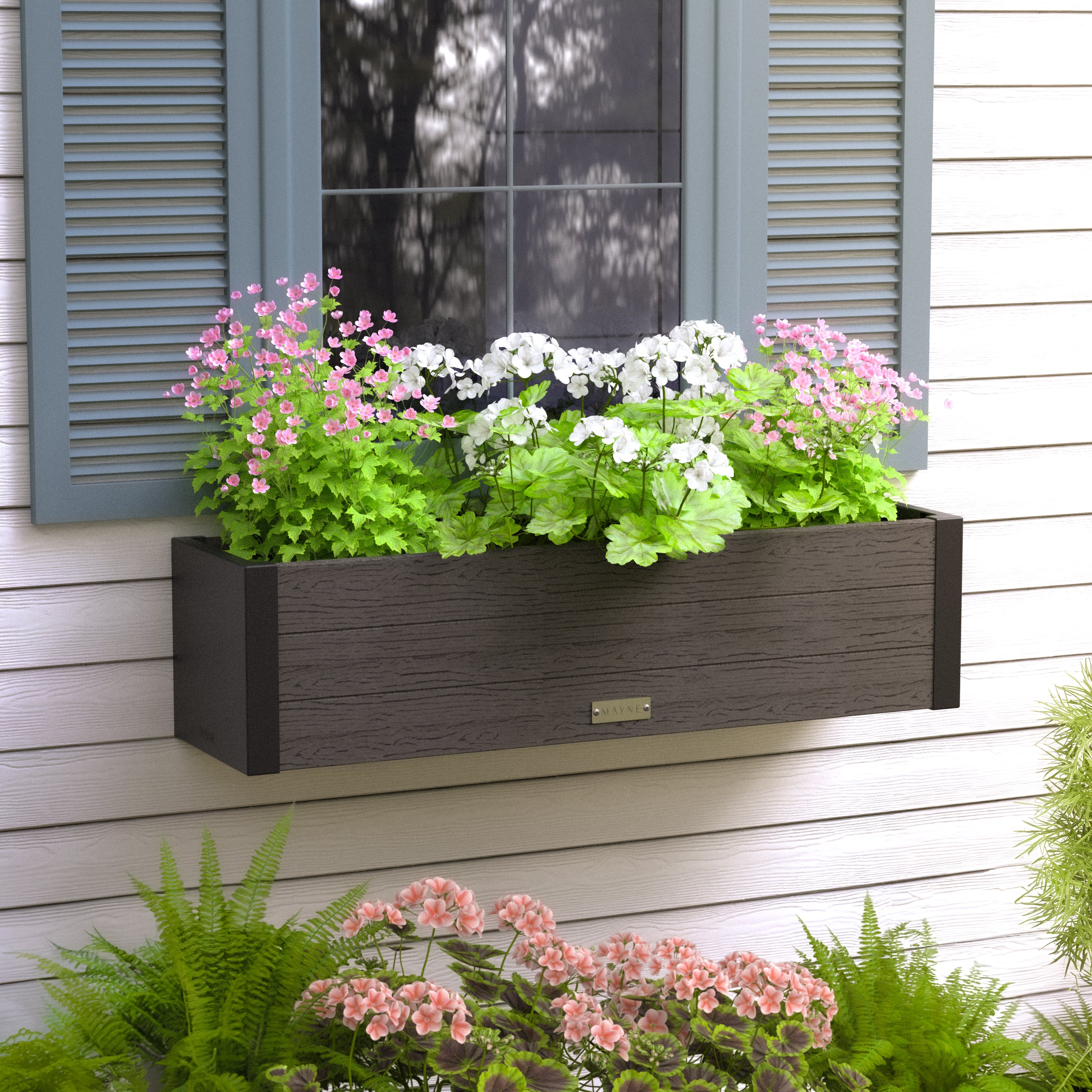 Mayne Horizon 3ft Window Box with Steel Wall Mount Brackets