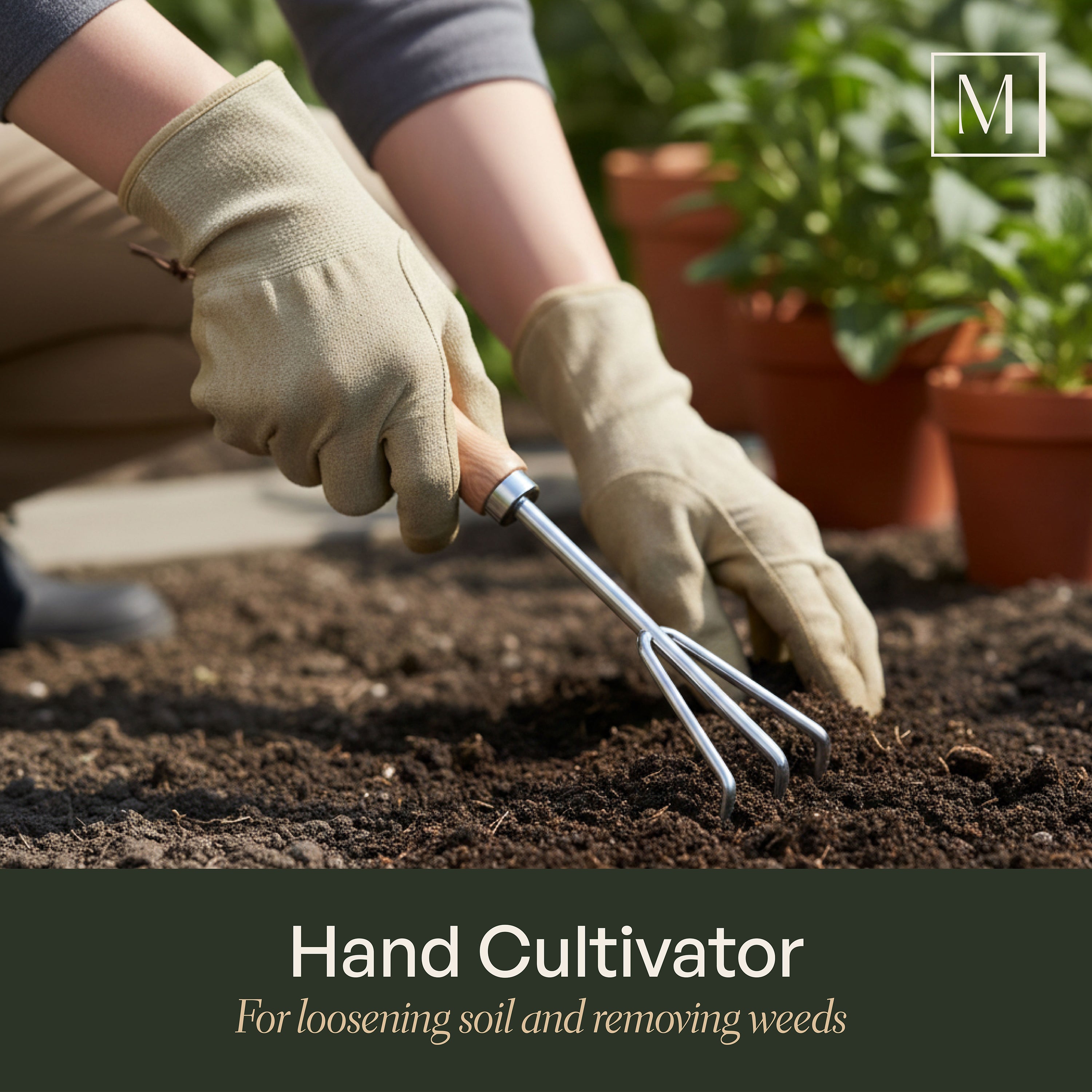 Mayne 4-Piece Essential Garden Tool Set – Hand Cultivator, Transplanter, Weeder & Trowel