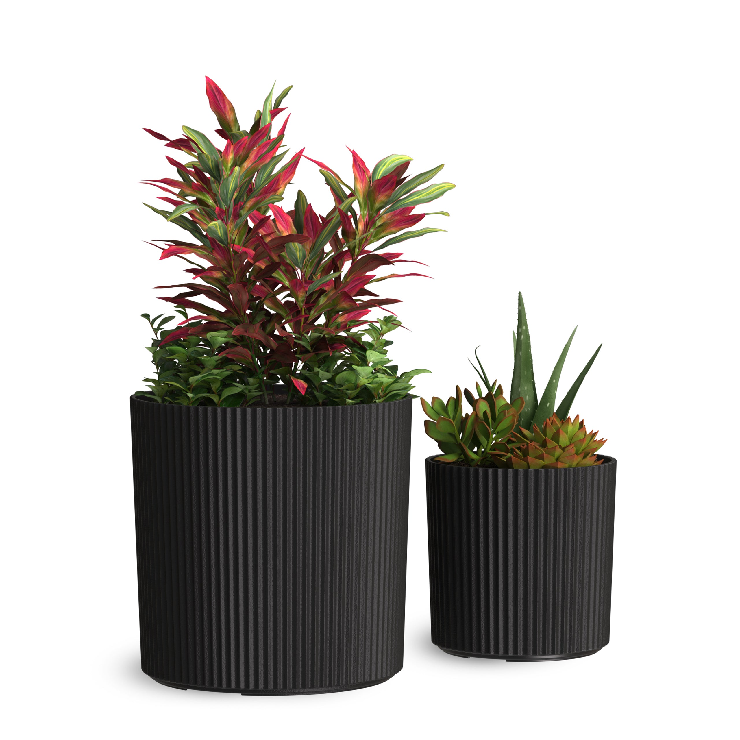 Mayne Serene Round Ribbed Planter with Drainage Hole