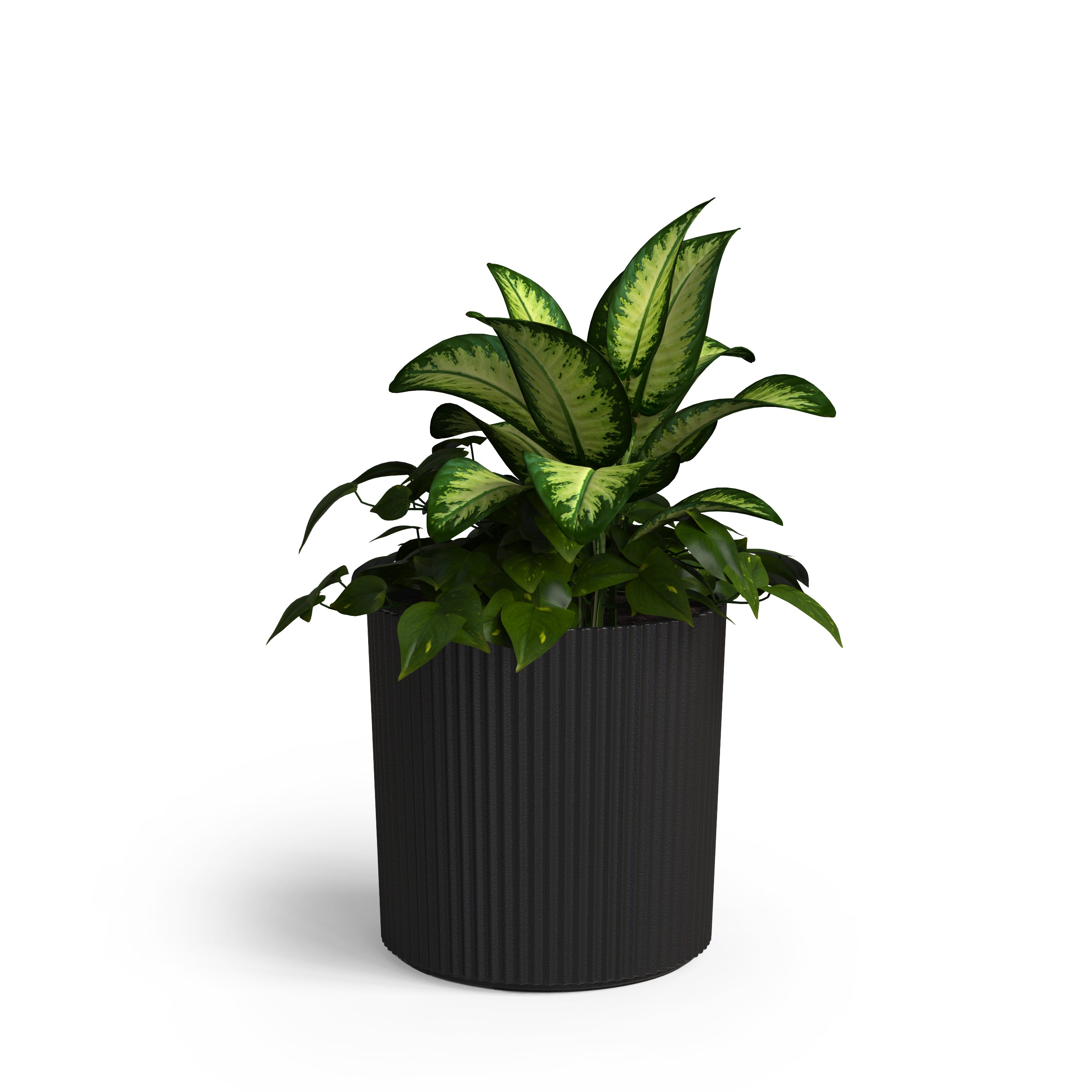 Mayne Serene Round Ribbed Planter with Drainage Hole