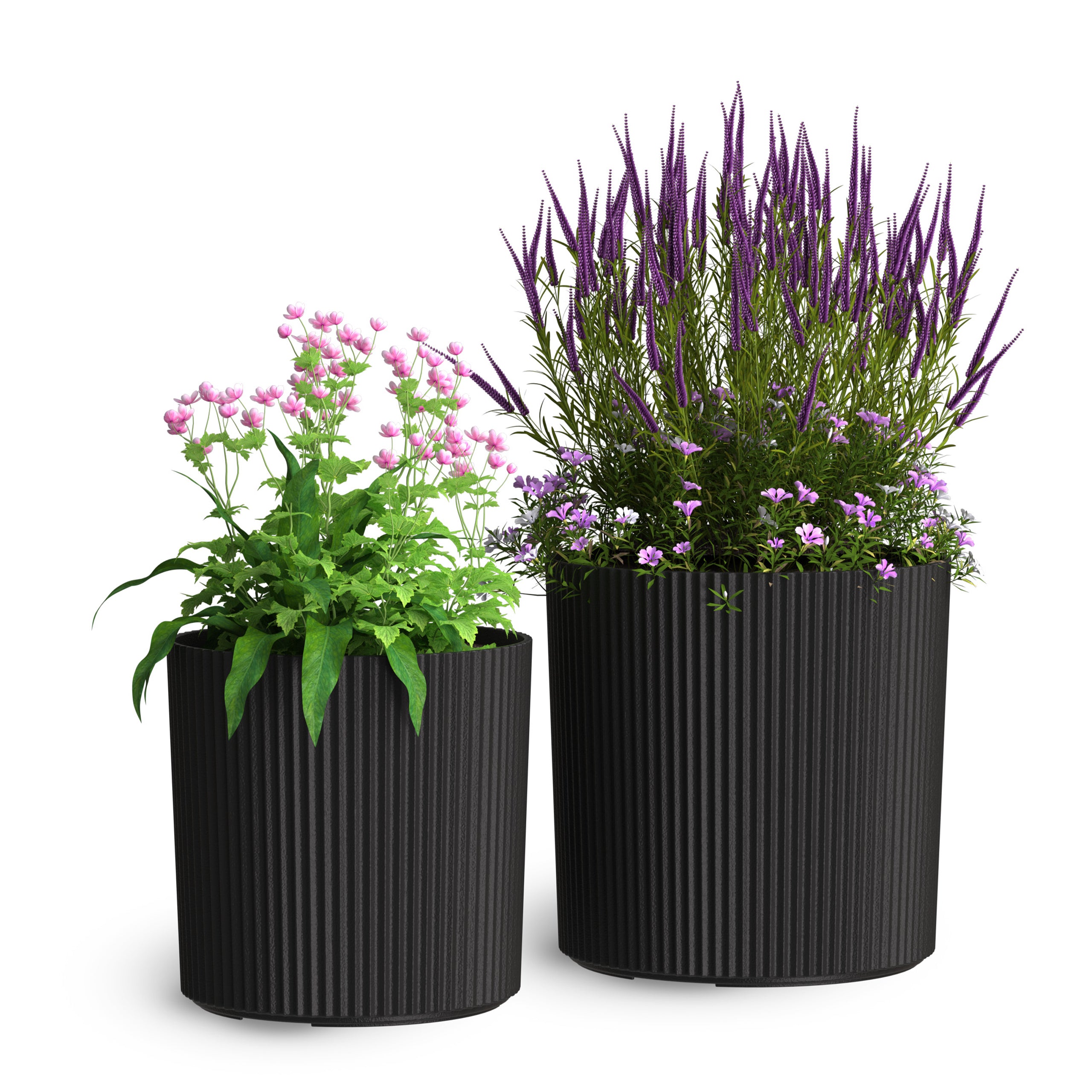 Mayne Serene Round Ribbed Planter with Drainage Hole