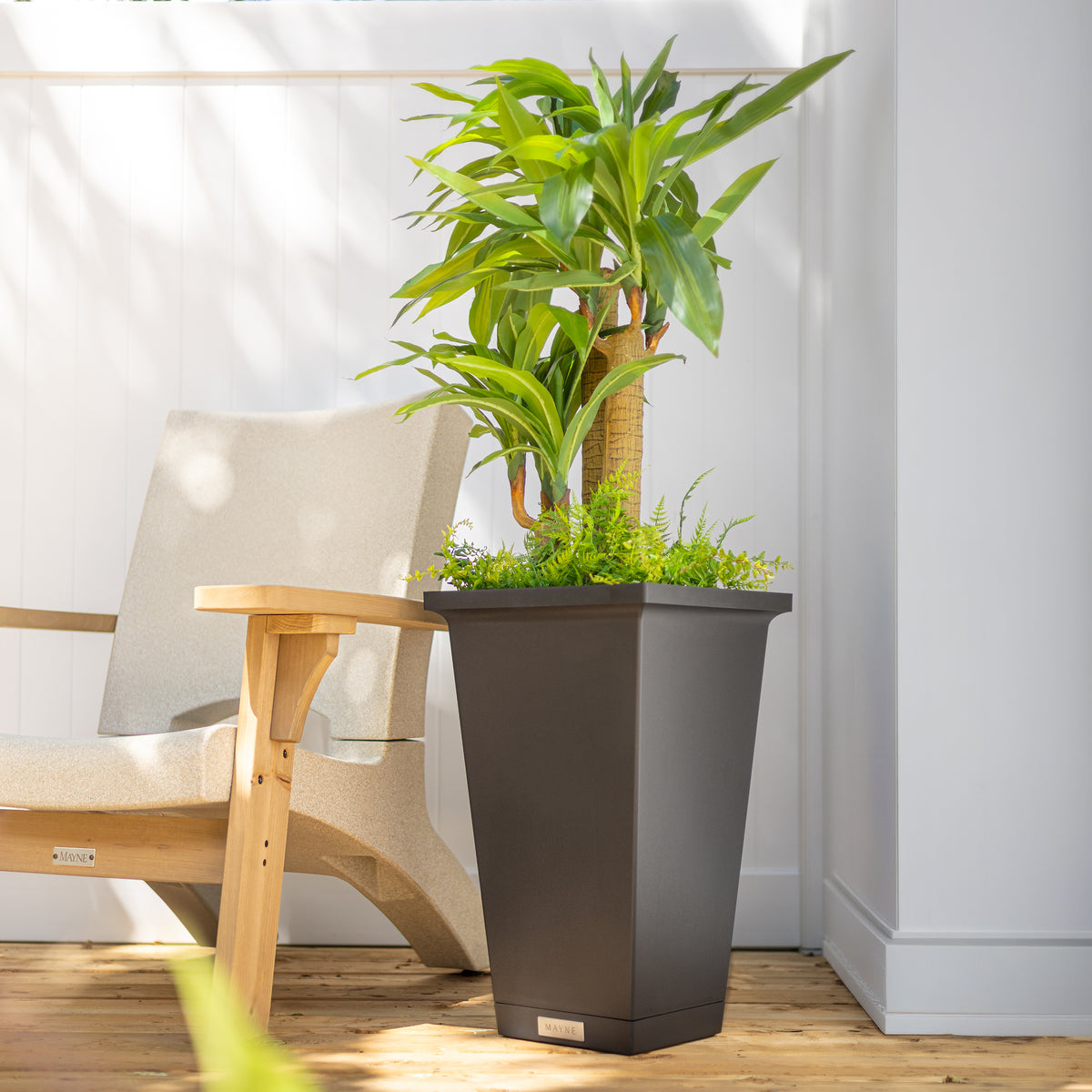 Mayne Evolve 24-Inch Tall Planter with Removable Planting Insert and Drip Tray