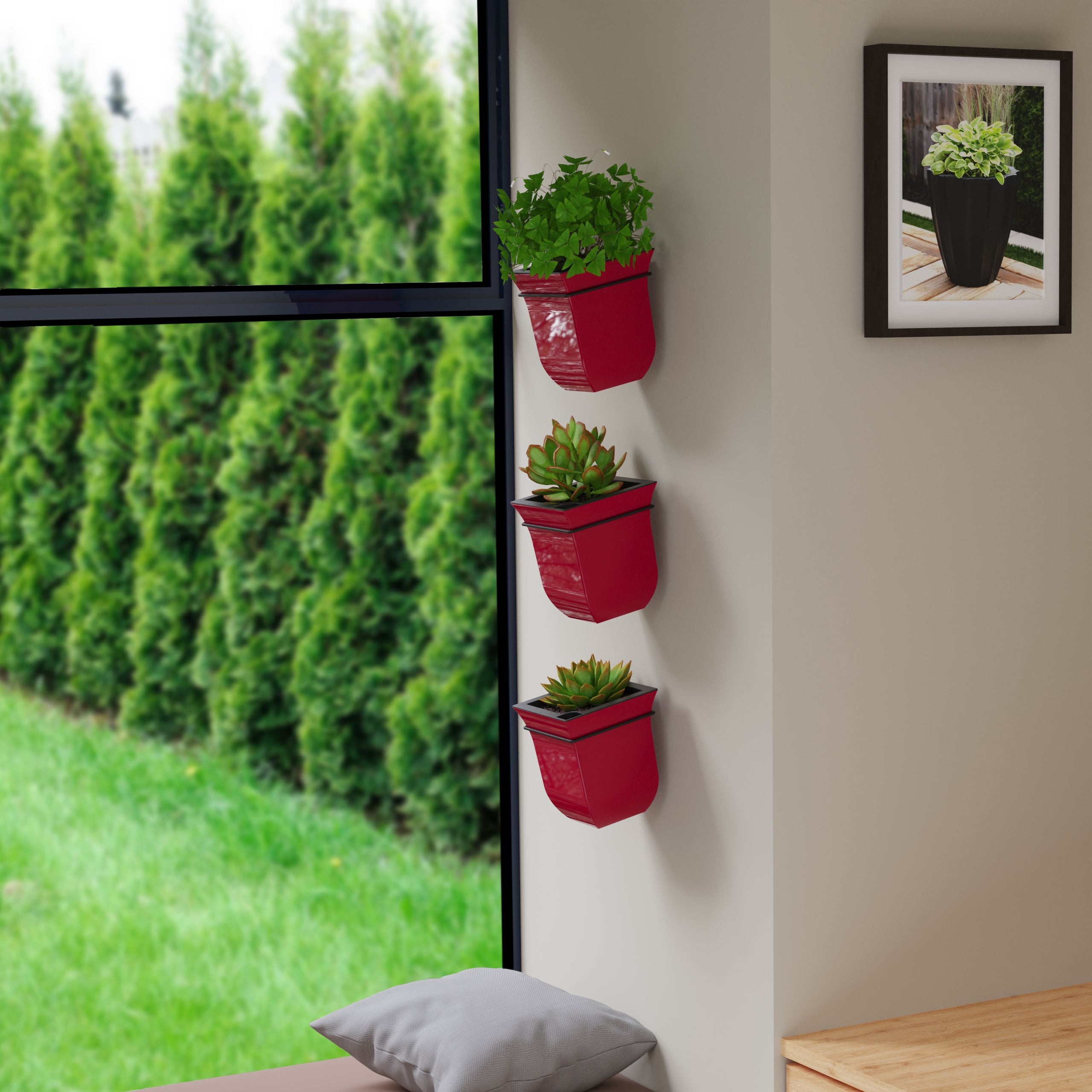 Mayne Valencia 8-Inch Self-Watering Wall Mount Planter (3-Pack)