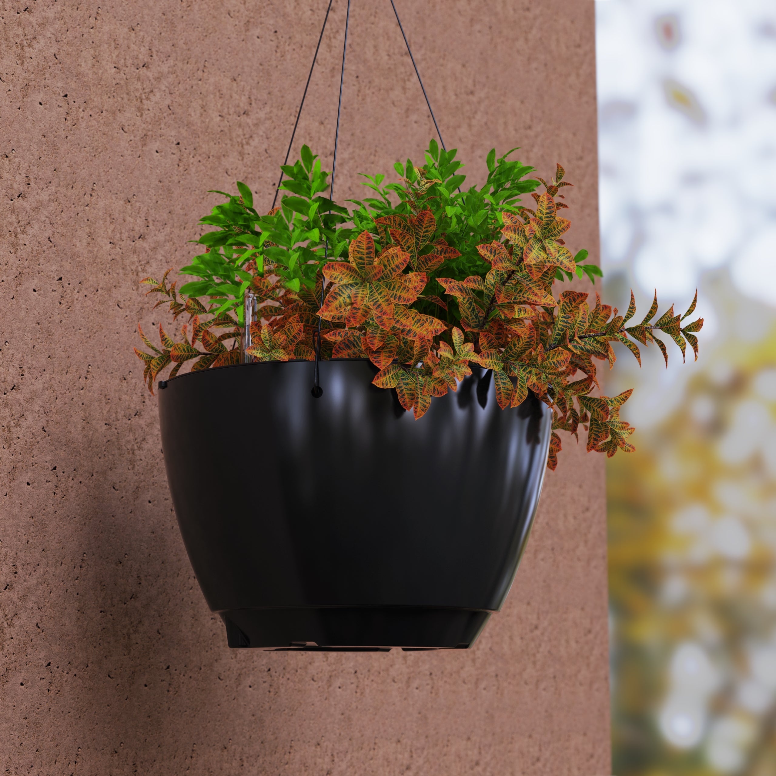 Mayne Caprio 14-Inch Self-Watering Hanging Planter with Water Level Indicator