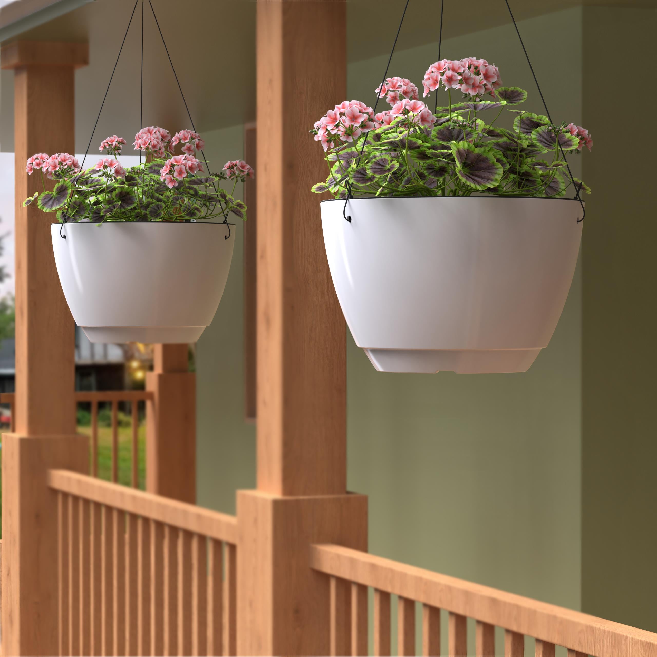 Mayne Caprio 14-Inch Self-Watering Hanging Planter with Water Level Indicator (2-Pack)