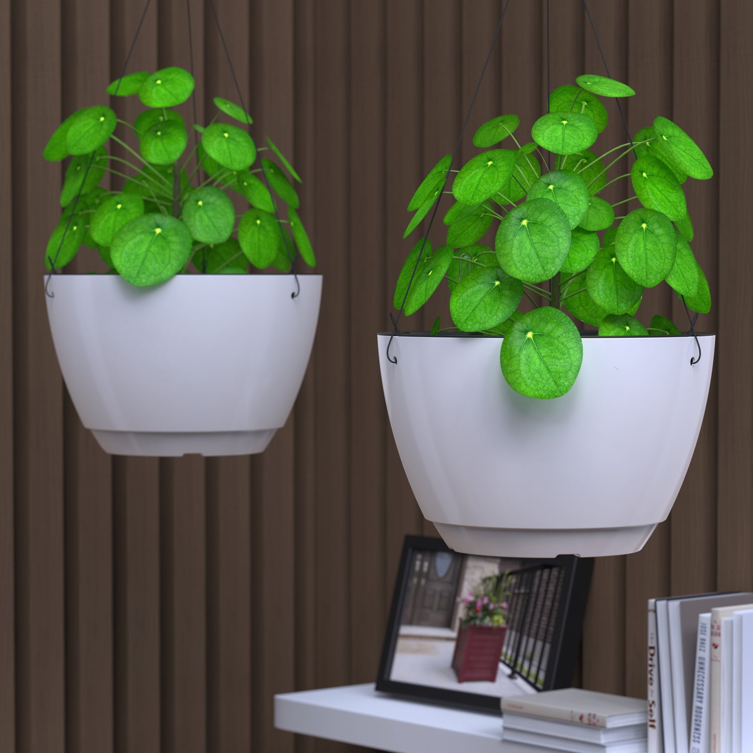 Mayne Caprio 14-Inch Self-Watering Hanging Planter with Water Level Indicator (2-Pack)