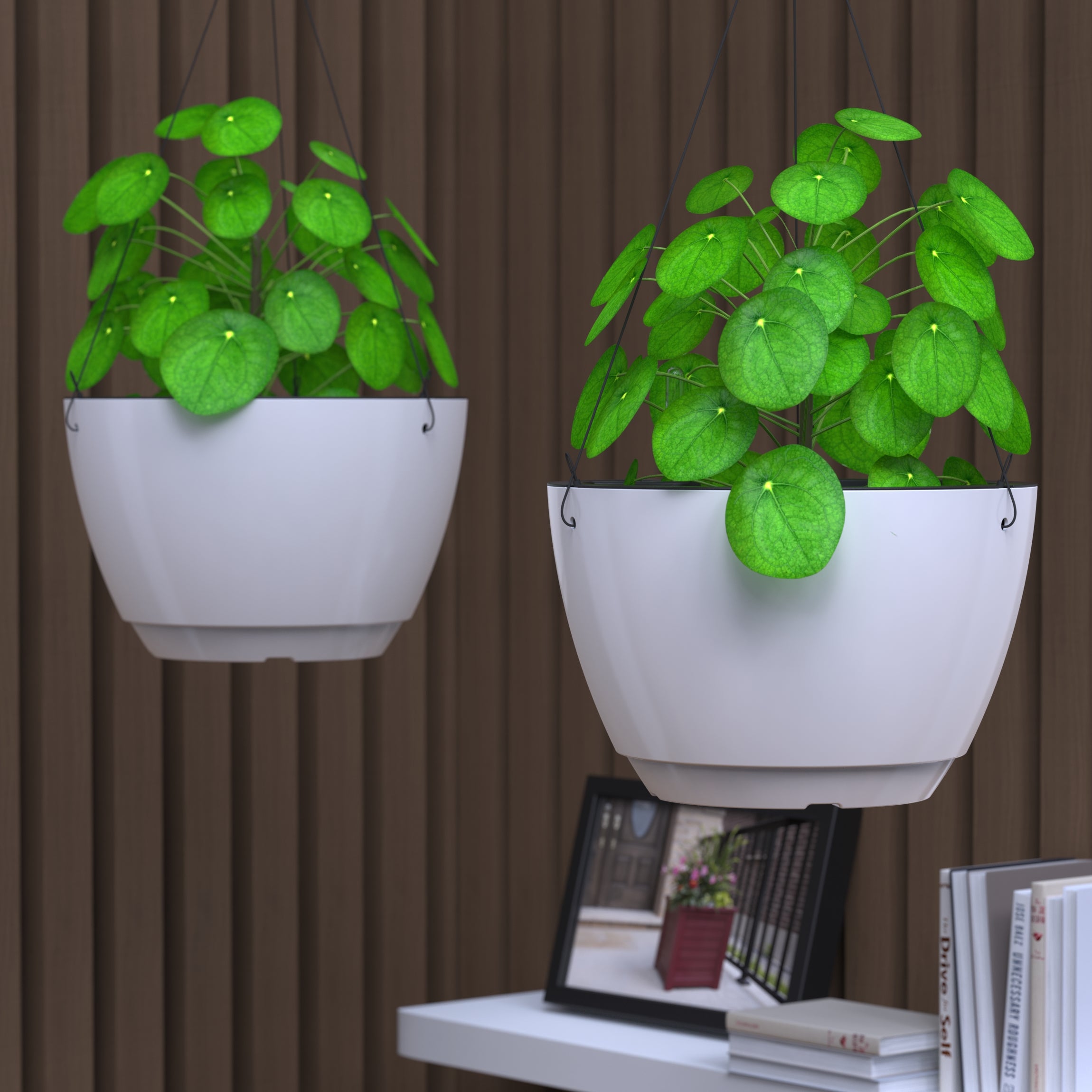 Mayne Caprio 14-Inch Self-Watering Hanging Planter with Water Level Indicator (2-Pack)