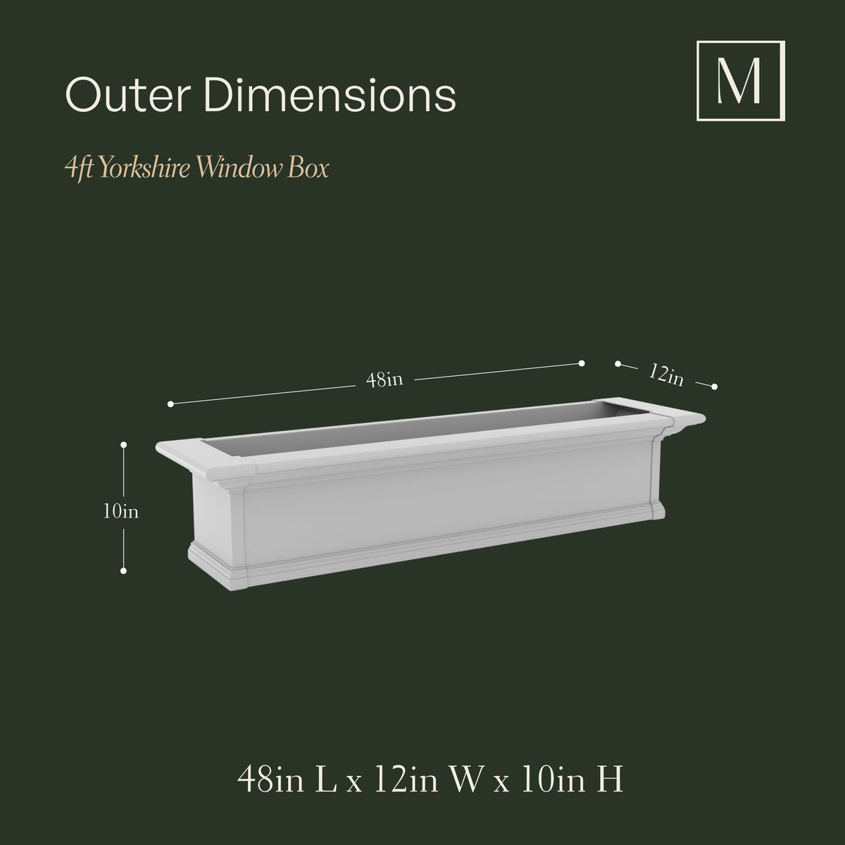 Mayne Yorkshire 4ft Self-Watering Window Box with Steel Wall Mount Brackets