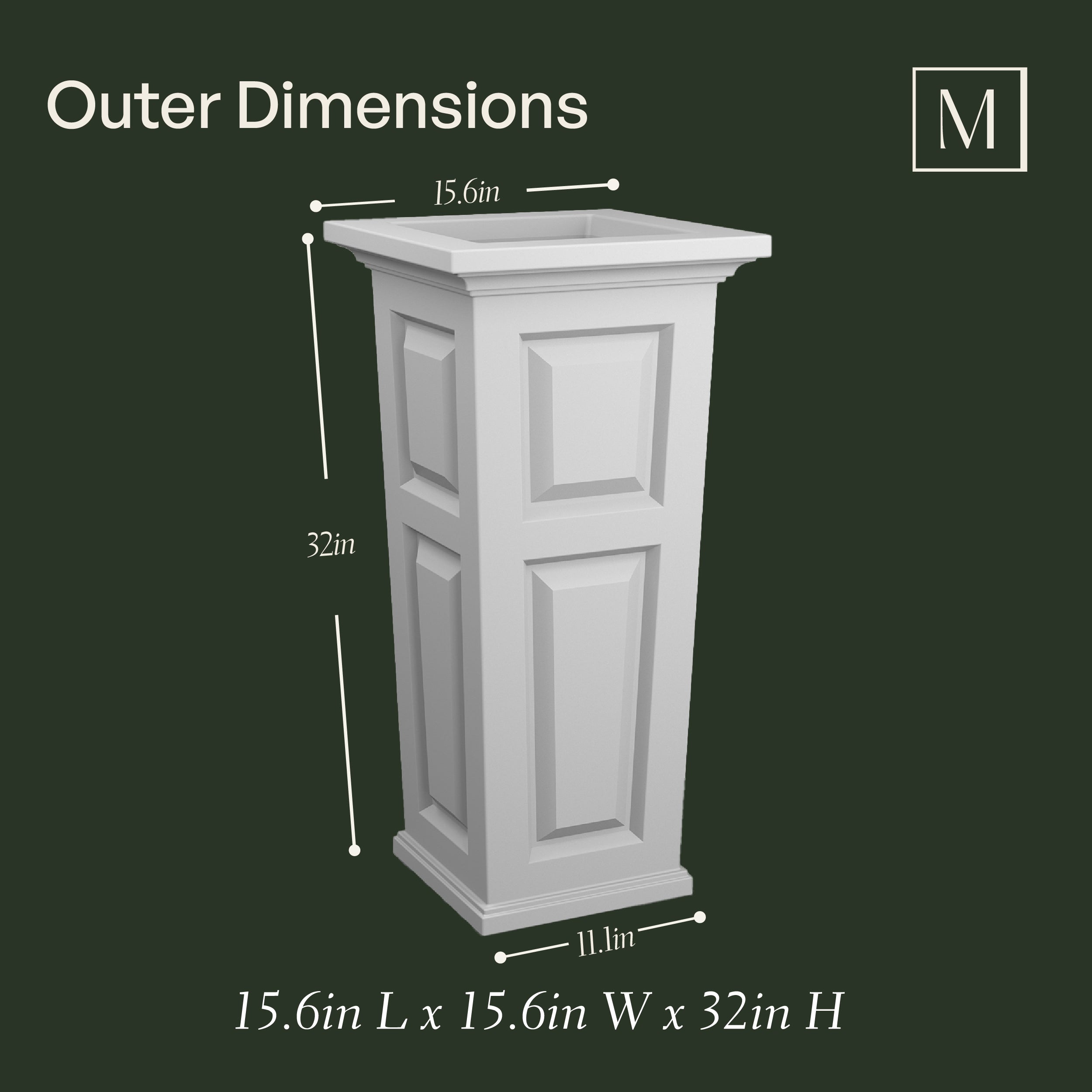 Mayne Nantucket 32-Inch Self-Watering Tall Planter with Removable Planting Insert