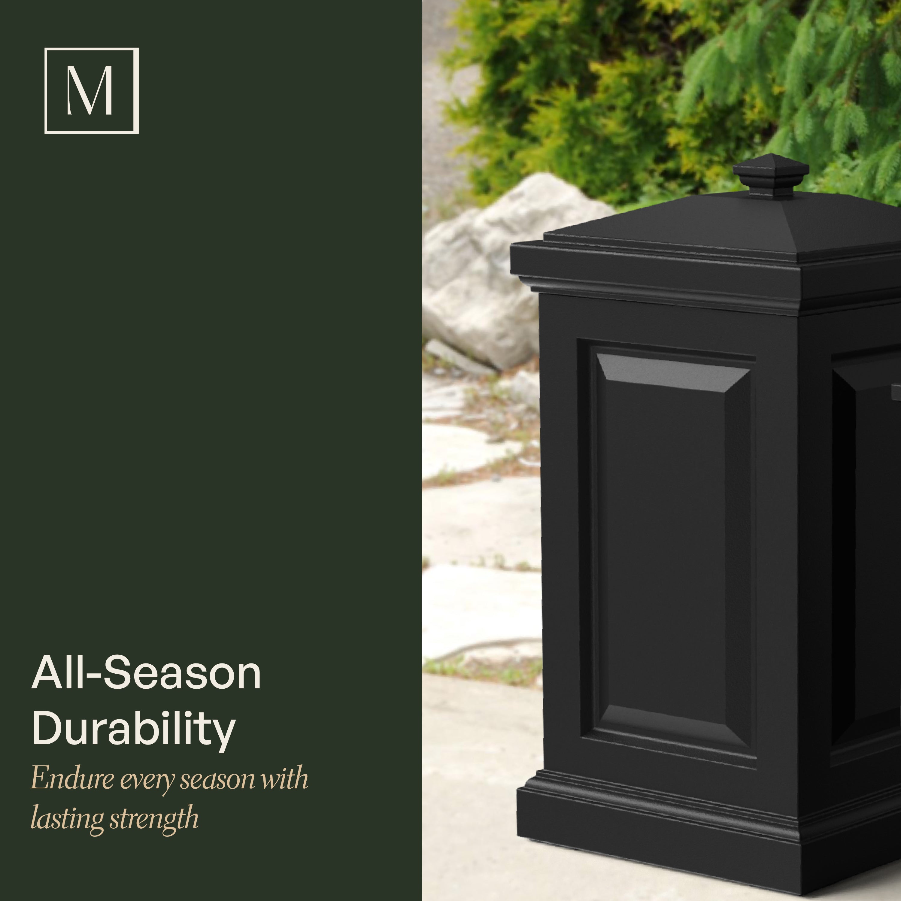 Mayne Berkshire Multi-Purpose Storage Bin - Includes Waste Bag Hooks (Black)