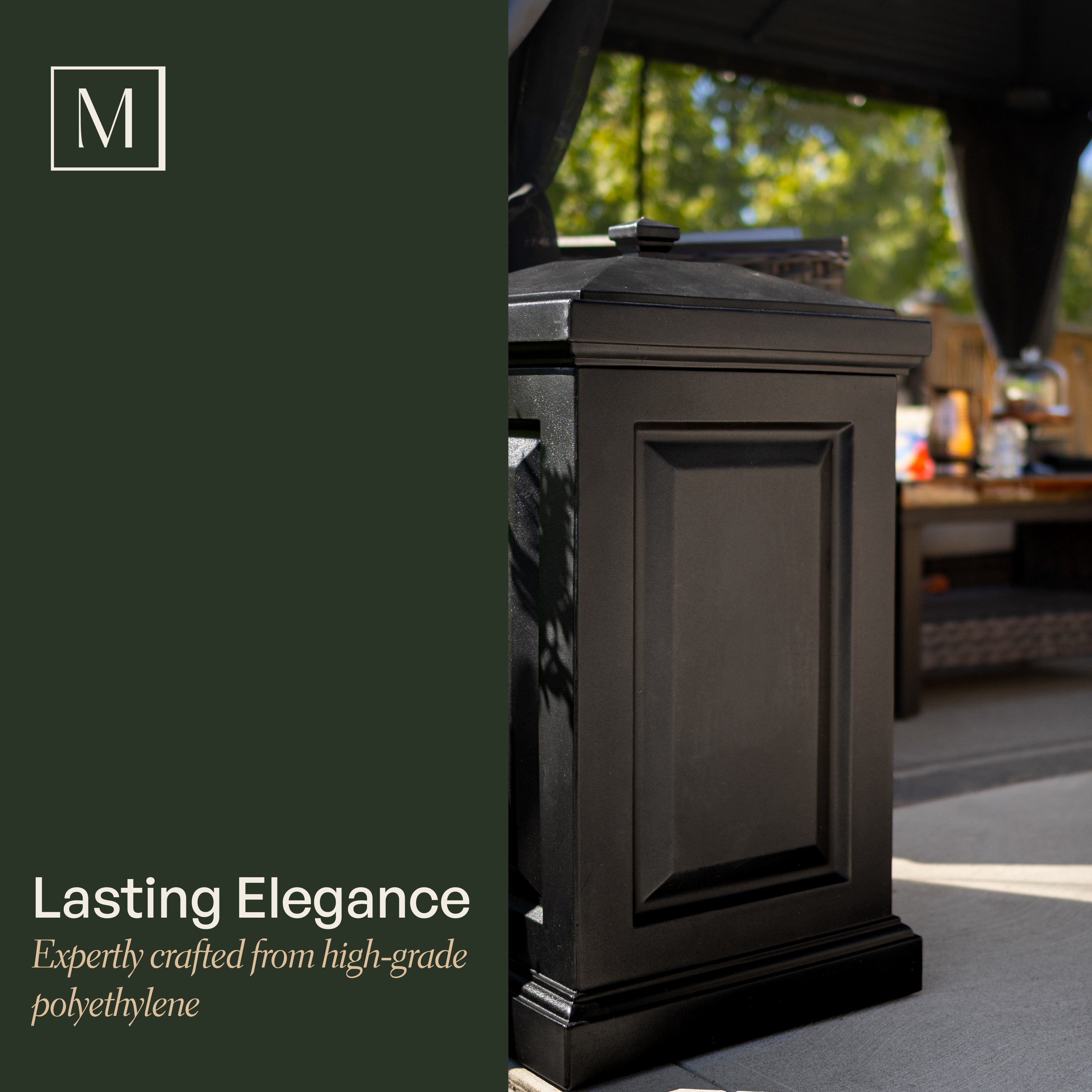 Mayne Berkshire Multi-Purpose Storage Bin - Includes Waste Bag Hooks (Black)