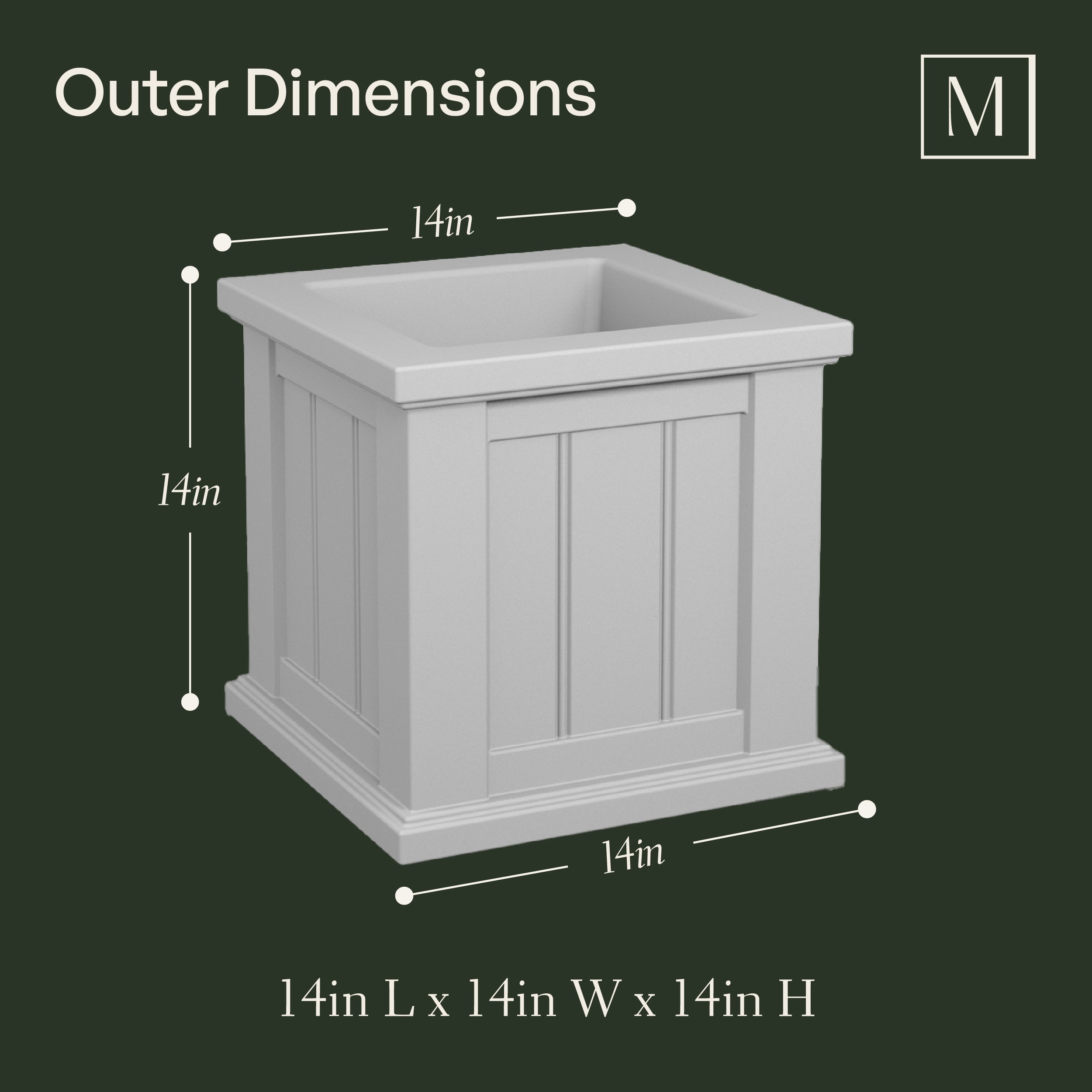 Mayne Cape Cod 14in Square Planter