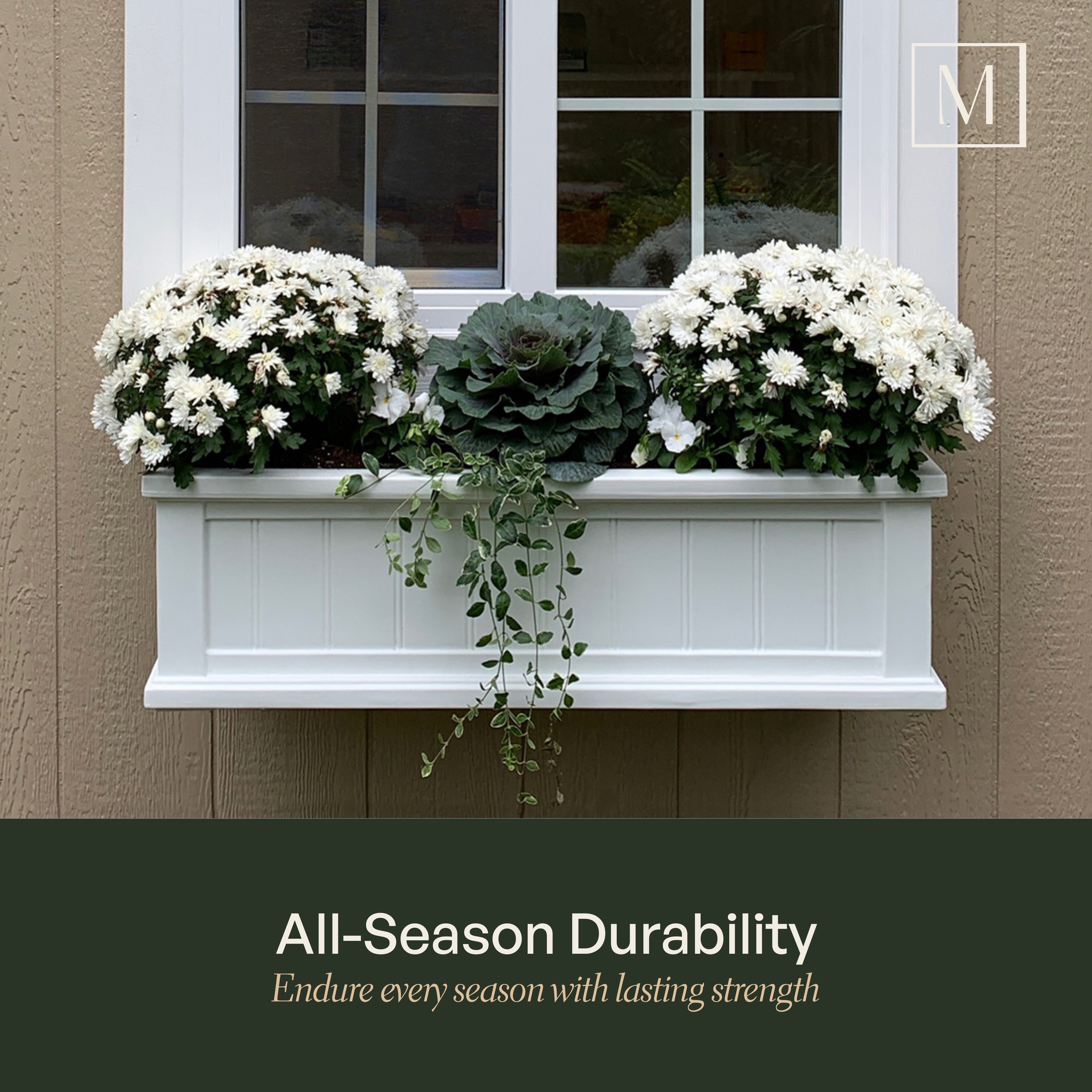 Mayne Cape Cod 4ft Self-Watering Window Box with Steel Wall Mount Brackets