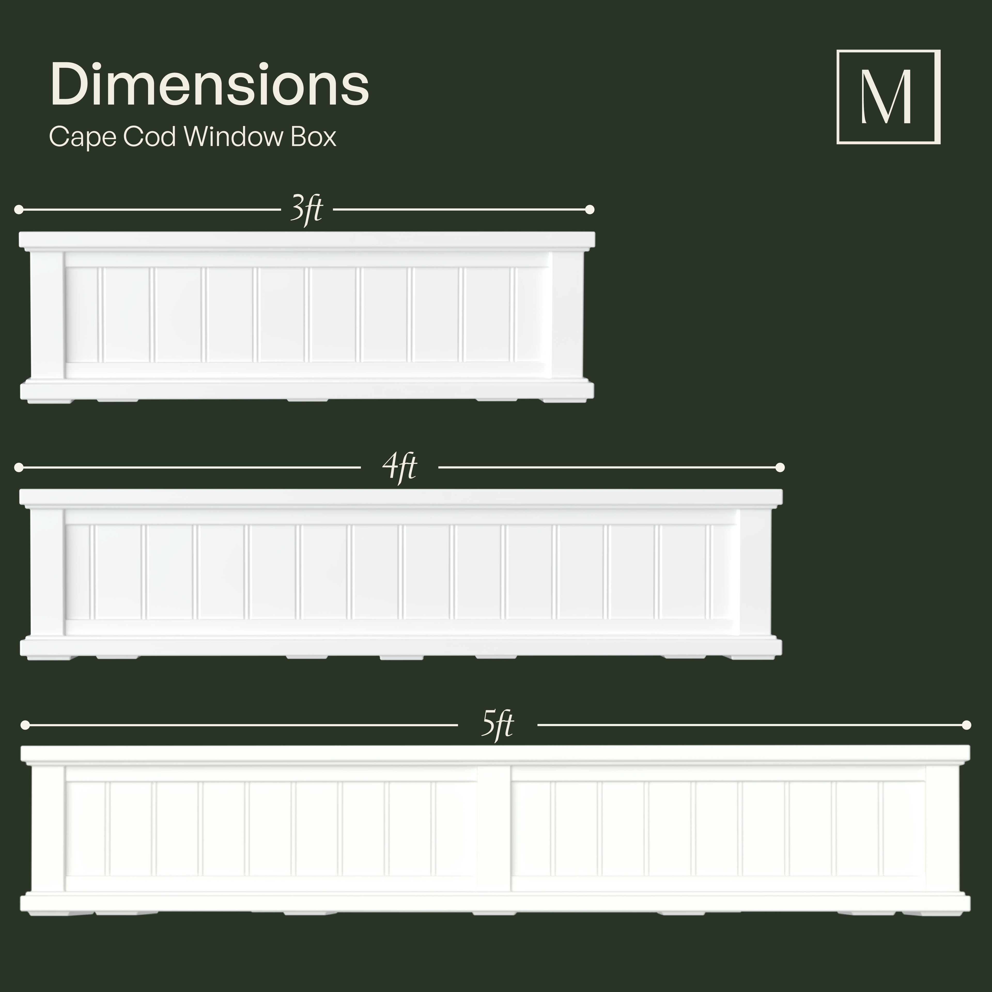 Mayne Cape Cod 5ft Self-Watering Window Box with Steel Wall Mount Brackets
