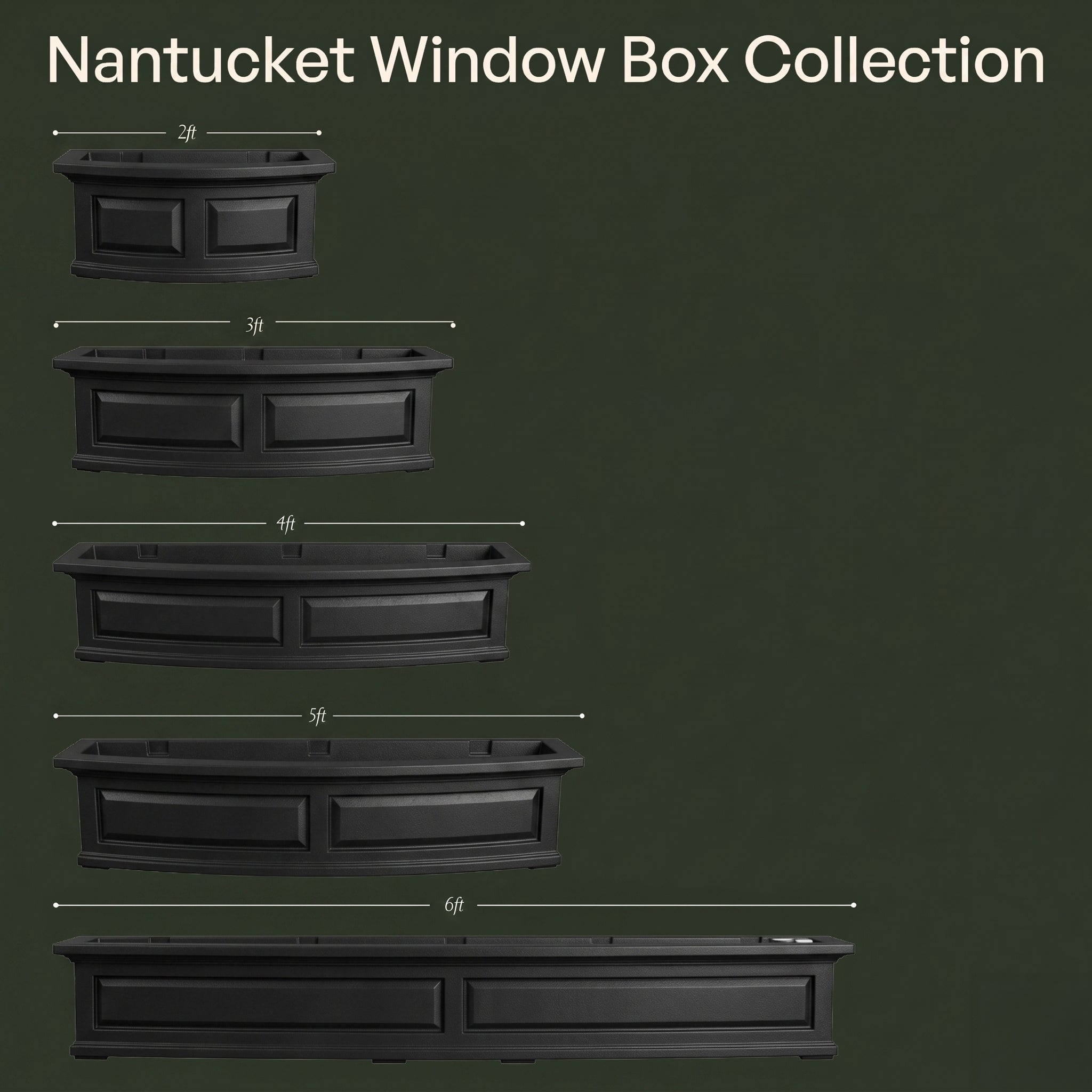 Mayne Nantucket 6ft Self-Watering Window Box with Steel Wall Mount Brackets