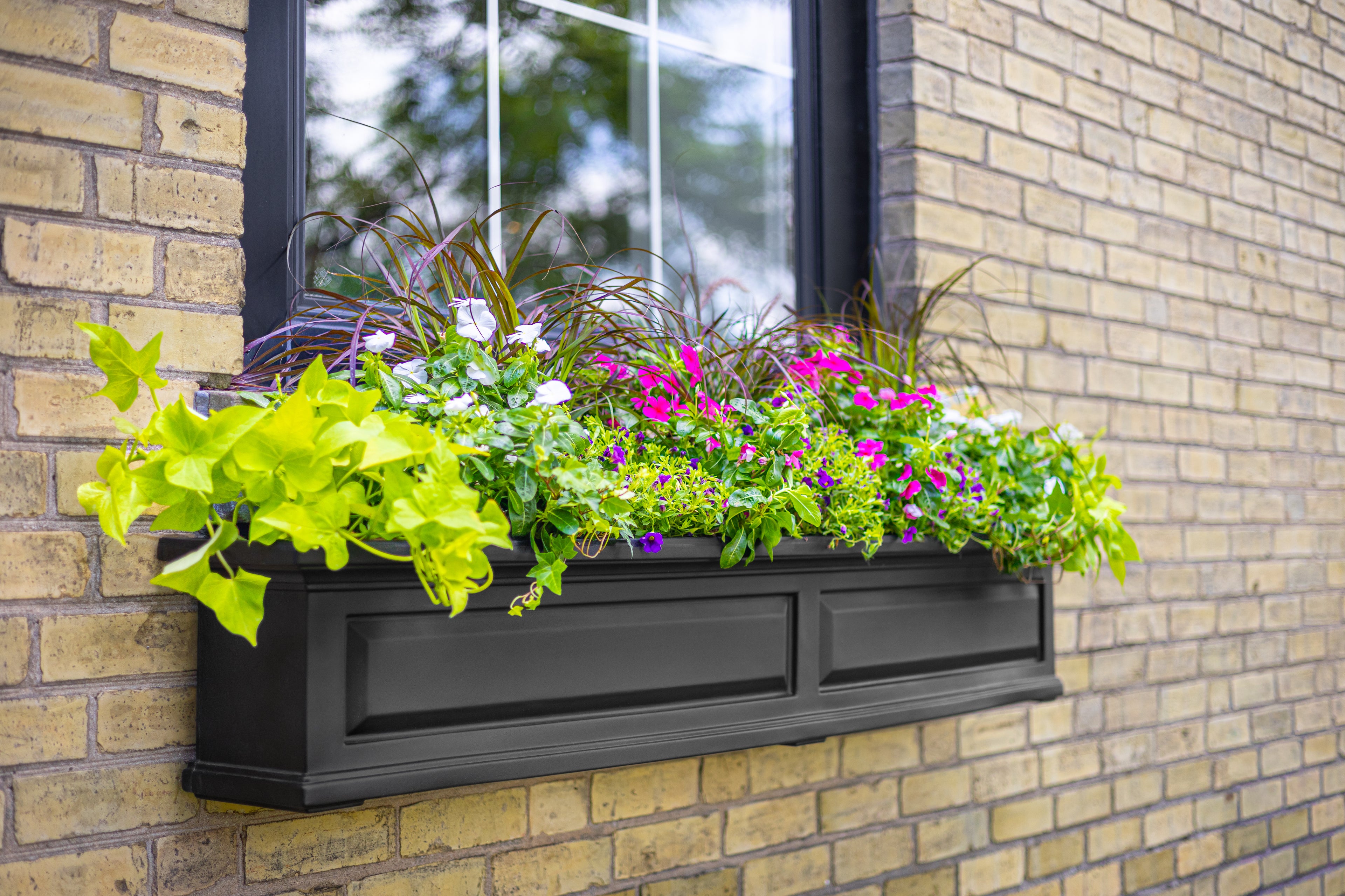 Mayne Nantucket 6ft Self-Watering Window Box with Steel Wall Mount Brackets