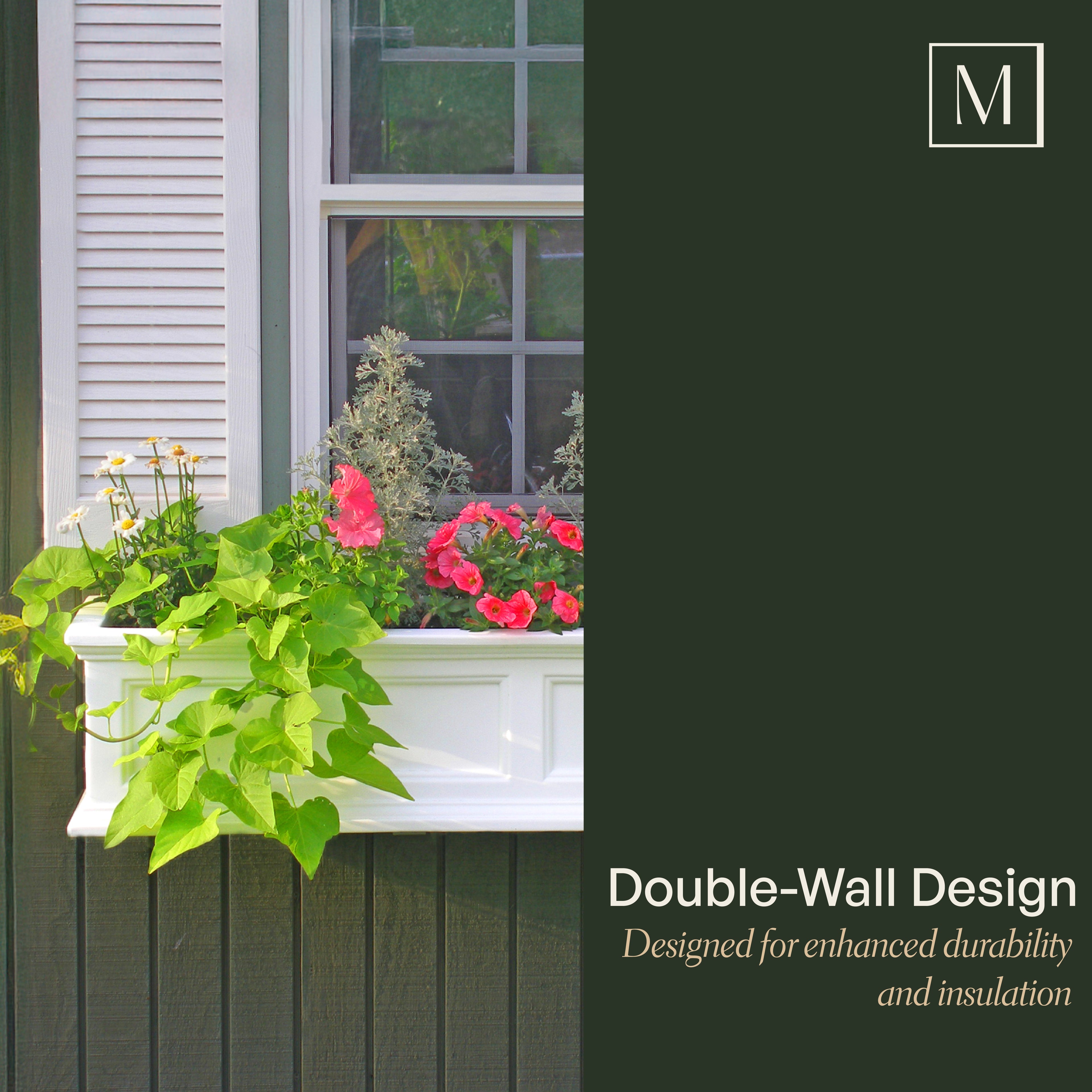 Mayne Fairfield 2ft Self-Watering Window Box with Steel Wall Mount Brackets