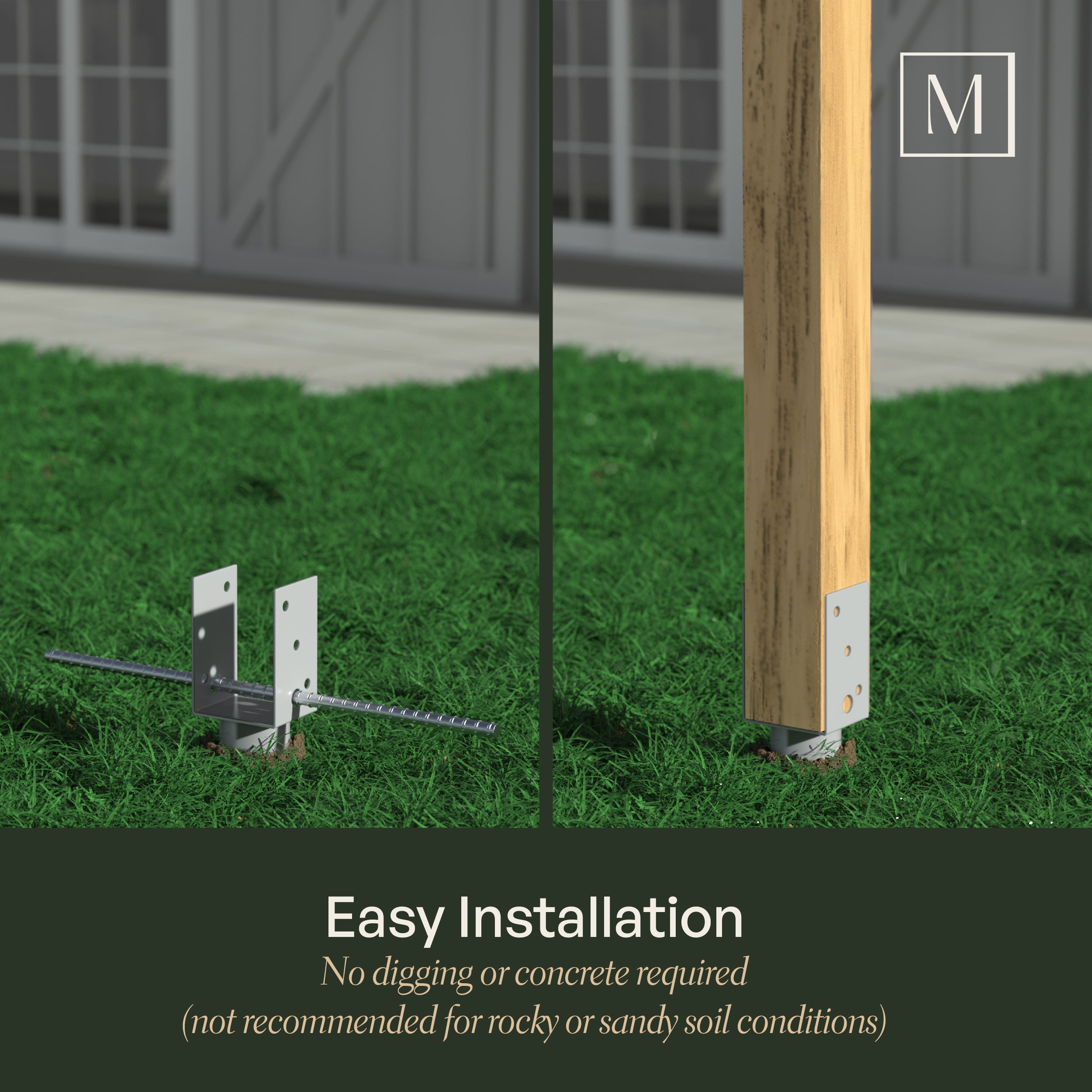 Mayne No Dig Ground Anchor - Includes Lag Bolts & Rebar