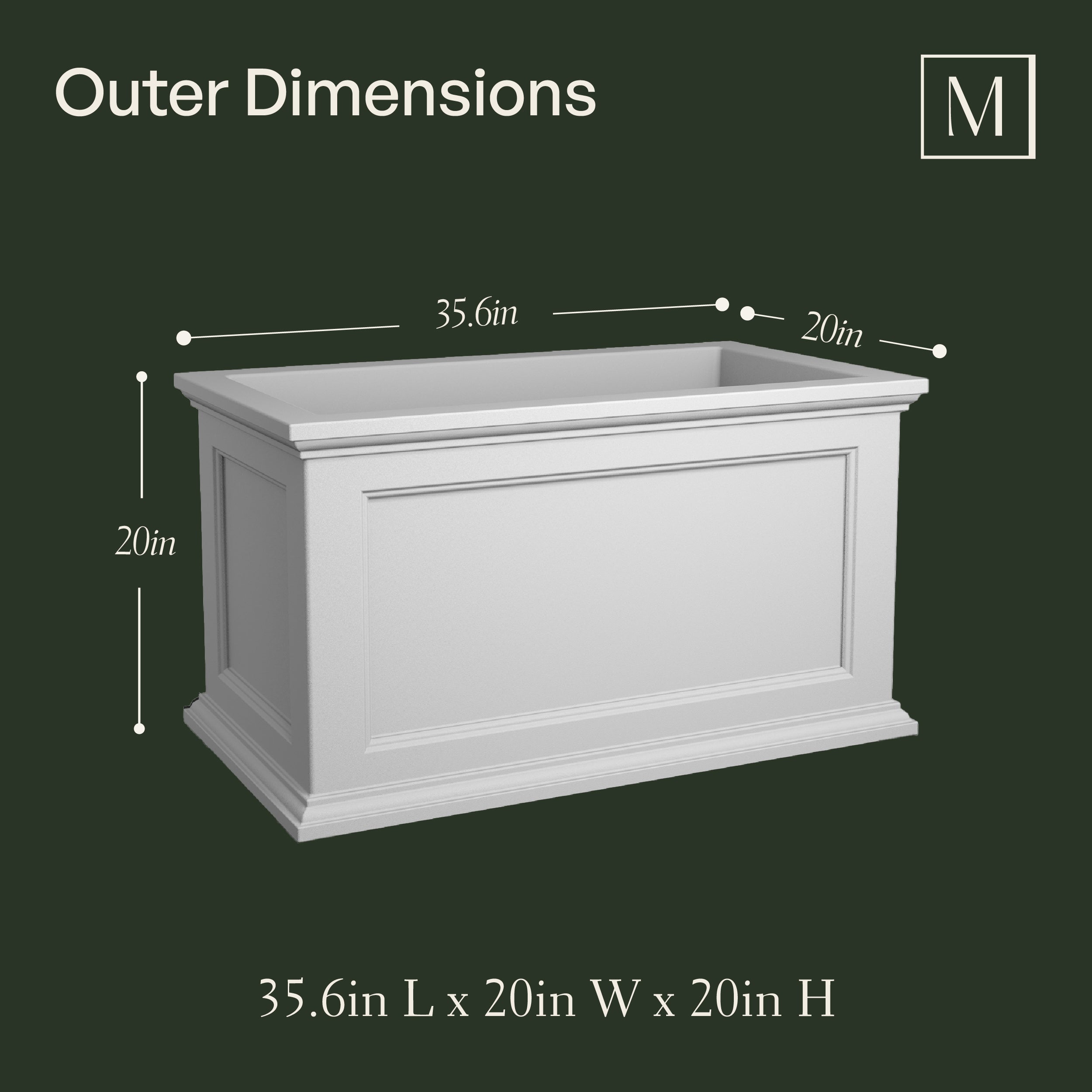 Mayne Fairfield 20x36-Inch Self-Watering Rectangle Planter