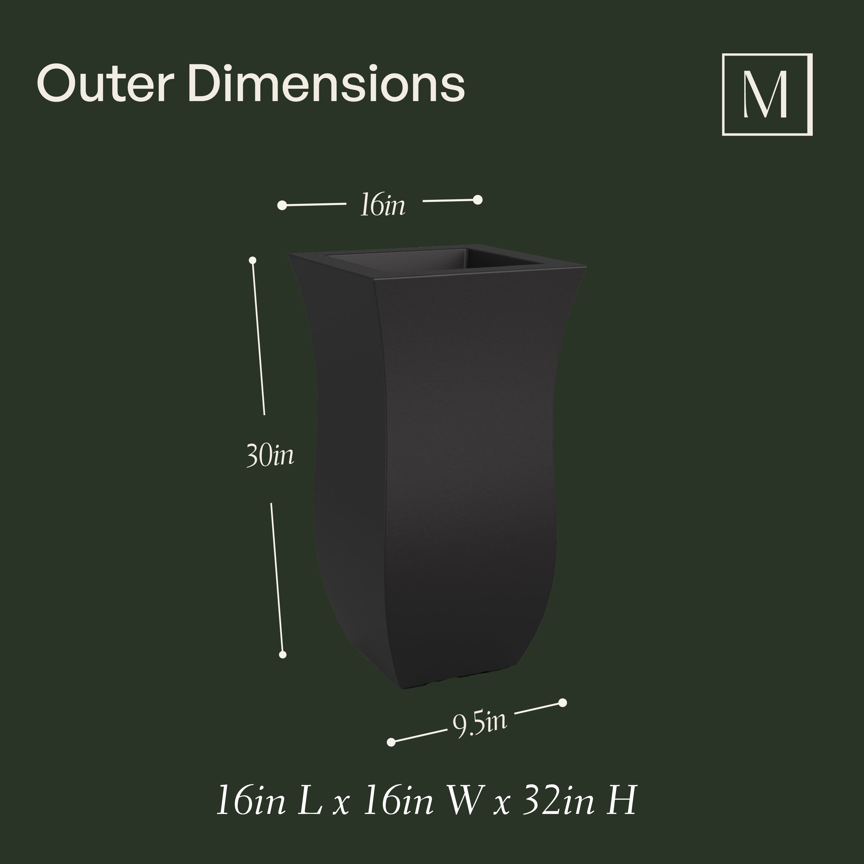 Mayne Valencia 30-Inch Indoor and Outdoor Tall Planter