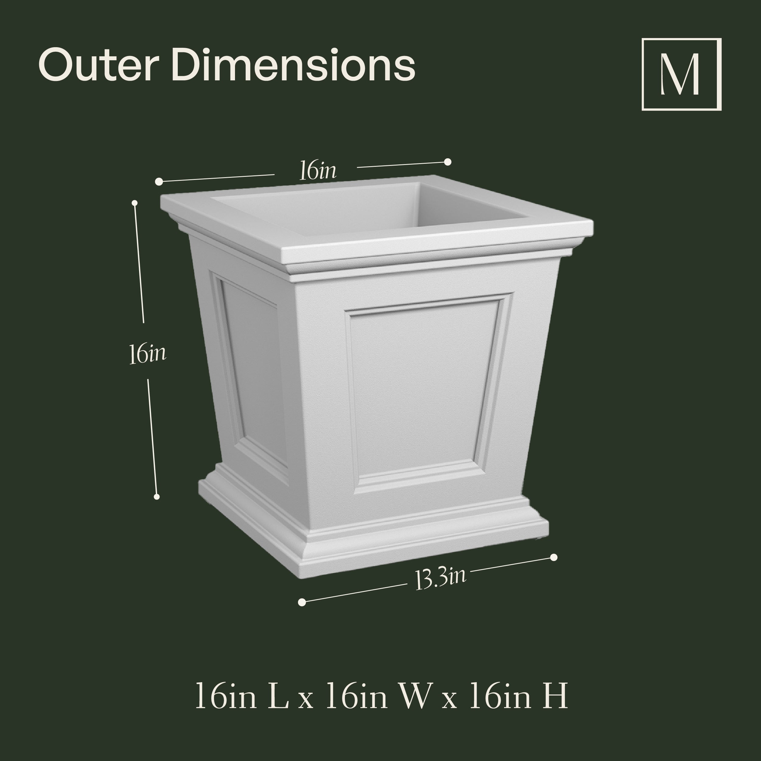 Mayne Fairfield 16-Inch Self-Watering Square Planter