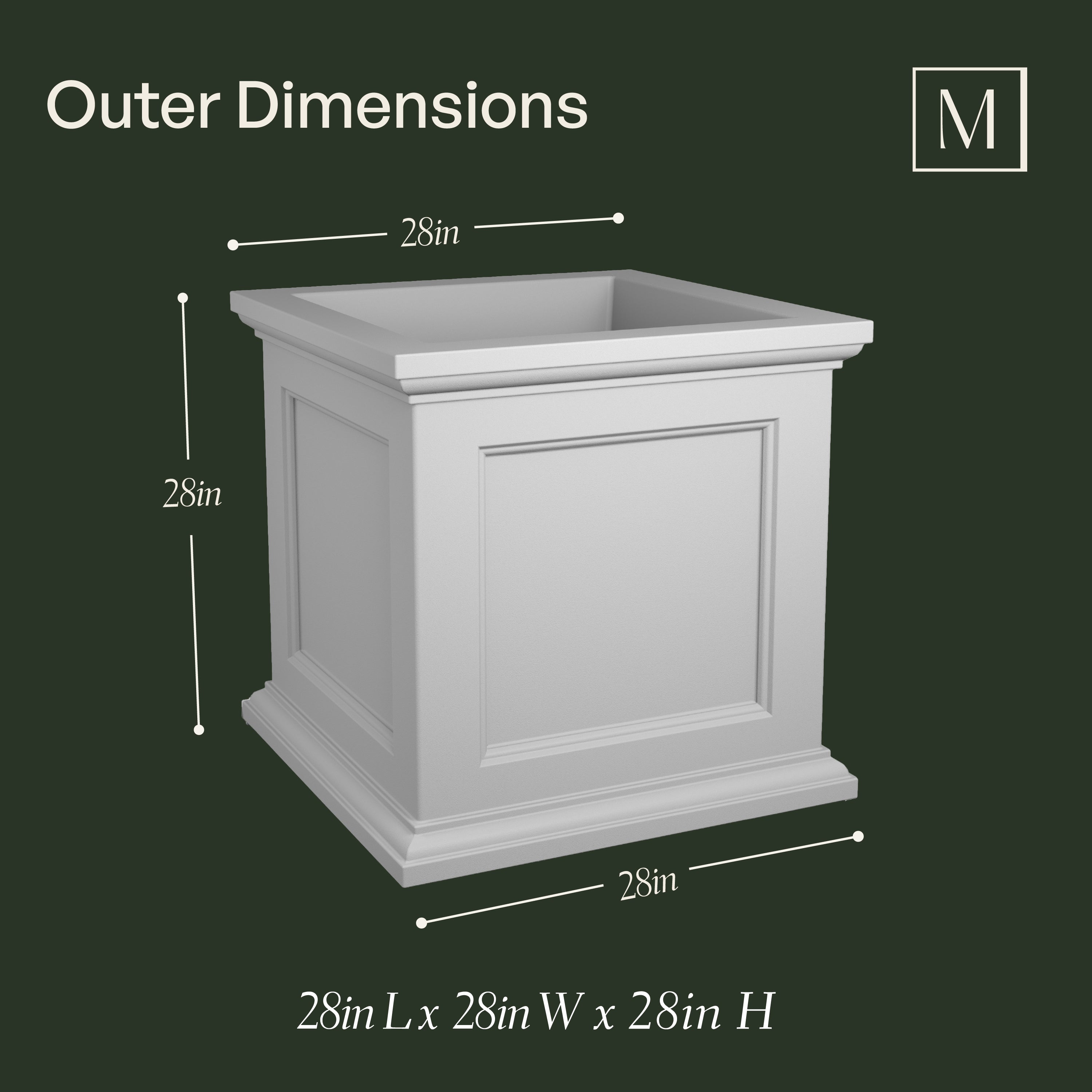 Mayne Fairfield 28-Inch Indoor and Outdoor Square Planter