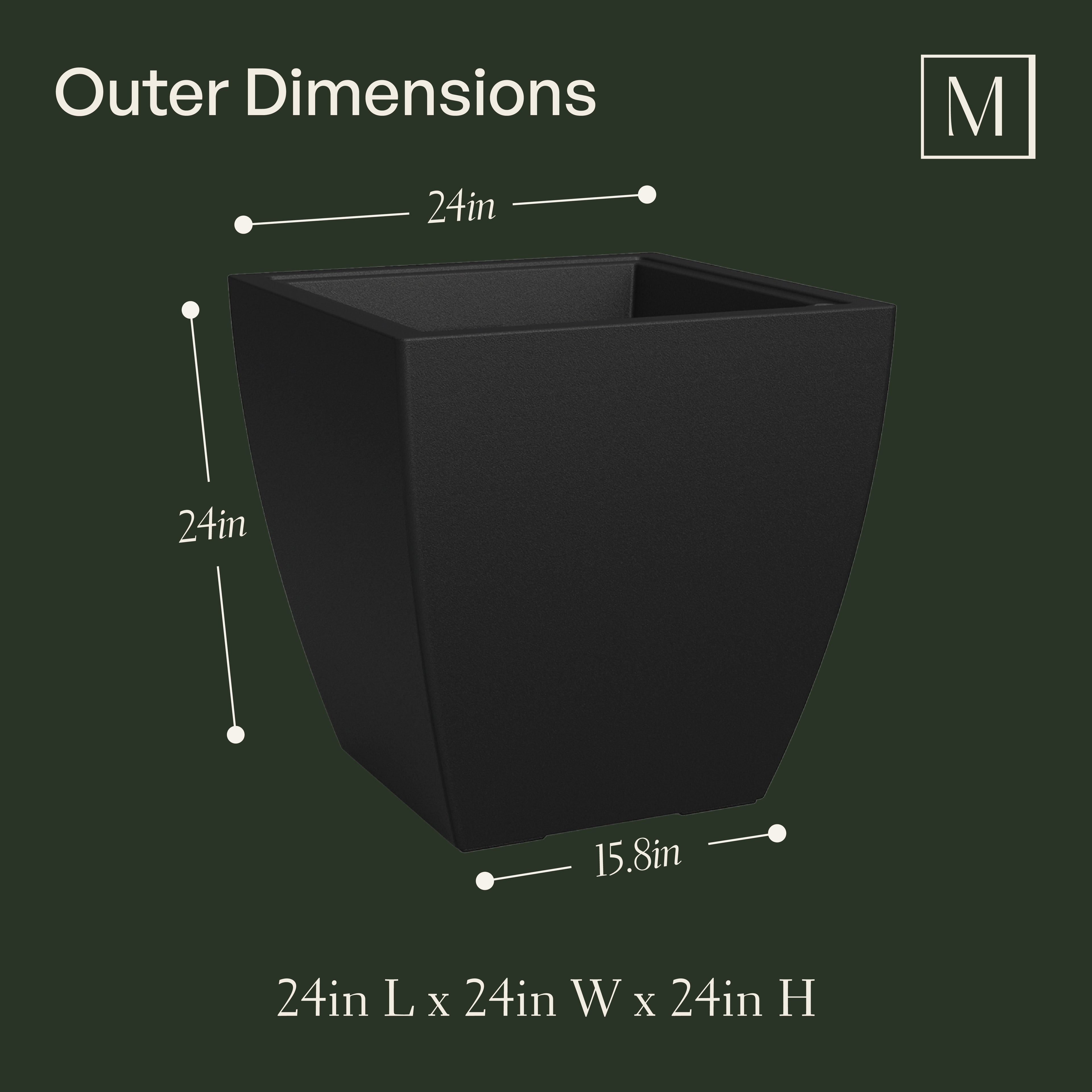 Mayne Kobi 24-Inch Self-Watering Square Planter