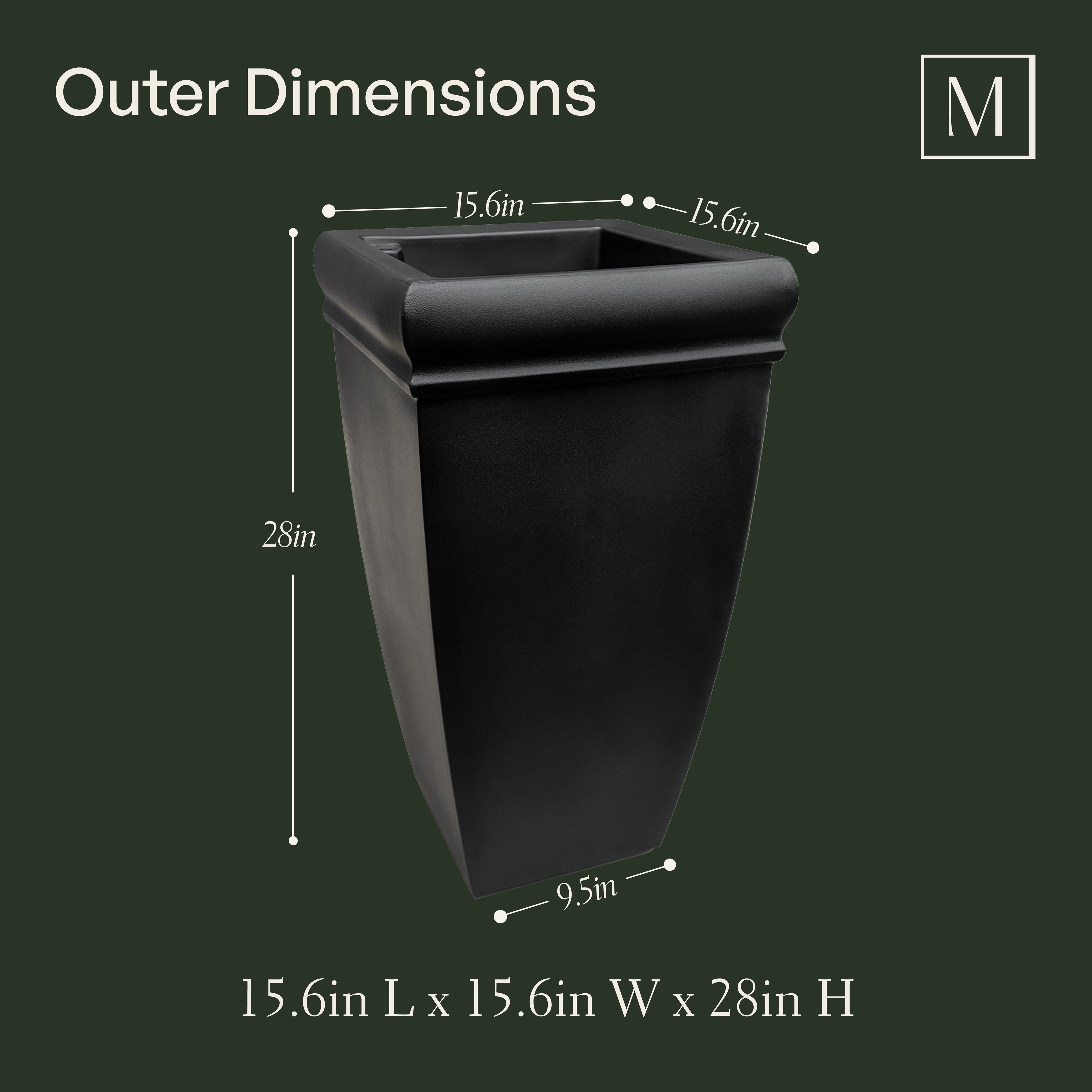Mayne Chelsey 28in Tall Planter (2-Pack)