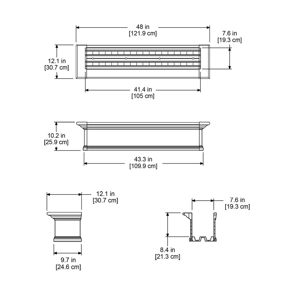 Mayne Yorkshire 4ft Self-Watering Window Box with Steel Wall Mount Brackets