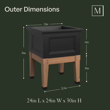 Mayne Fairfield 24-Inch Self-Watering Square Elevated Garden Bed with Wooden Legs