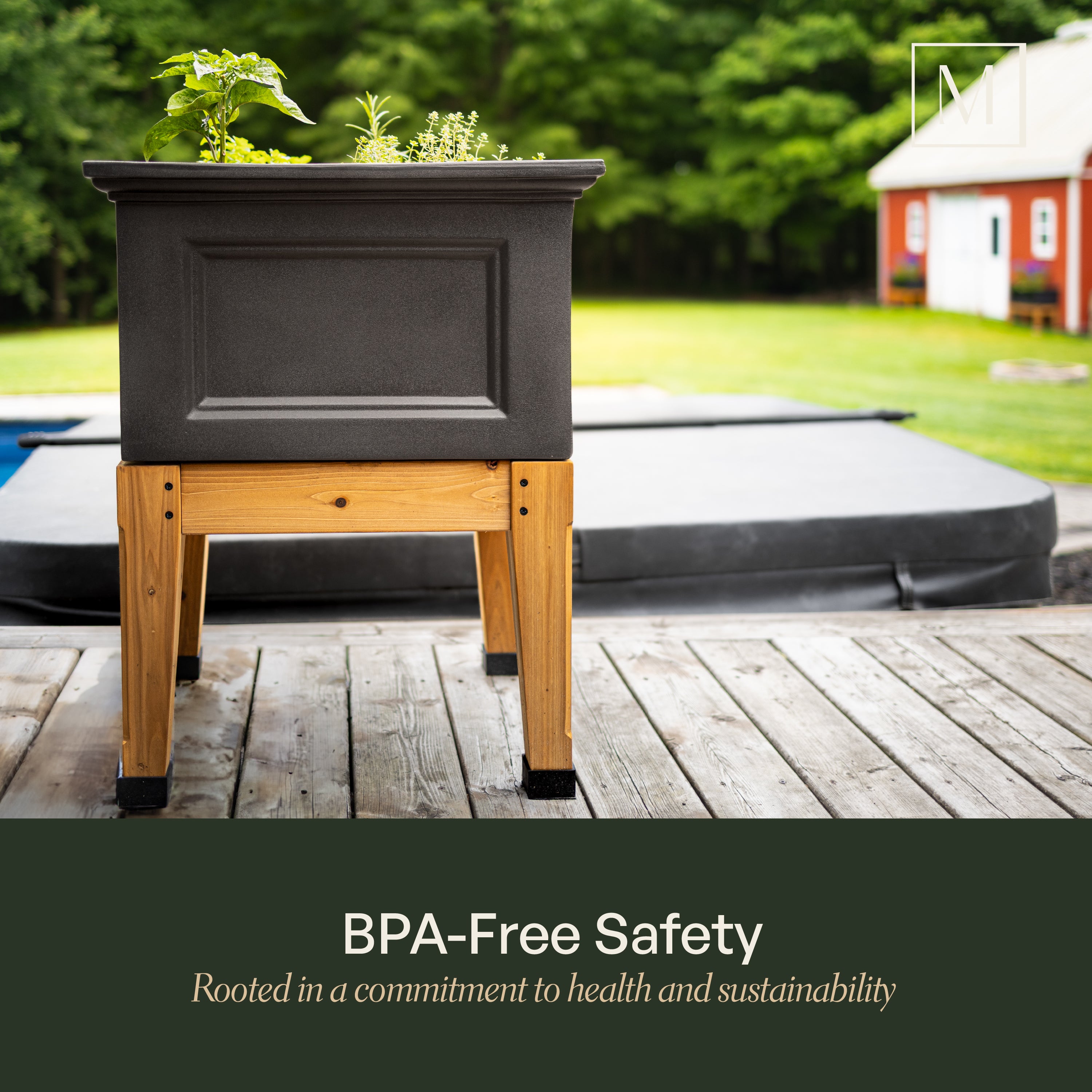 Mayne Fairfield 24-Inch Self-Watering Square Elevated Garden Bed with Wooden Legs