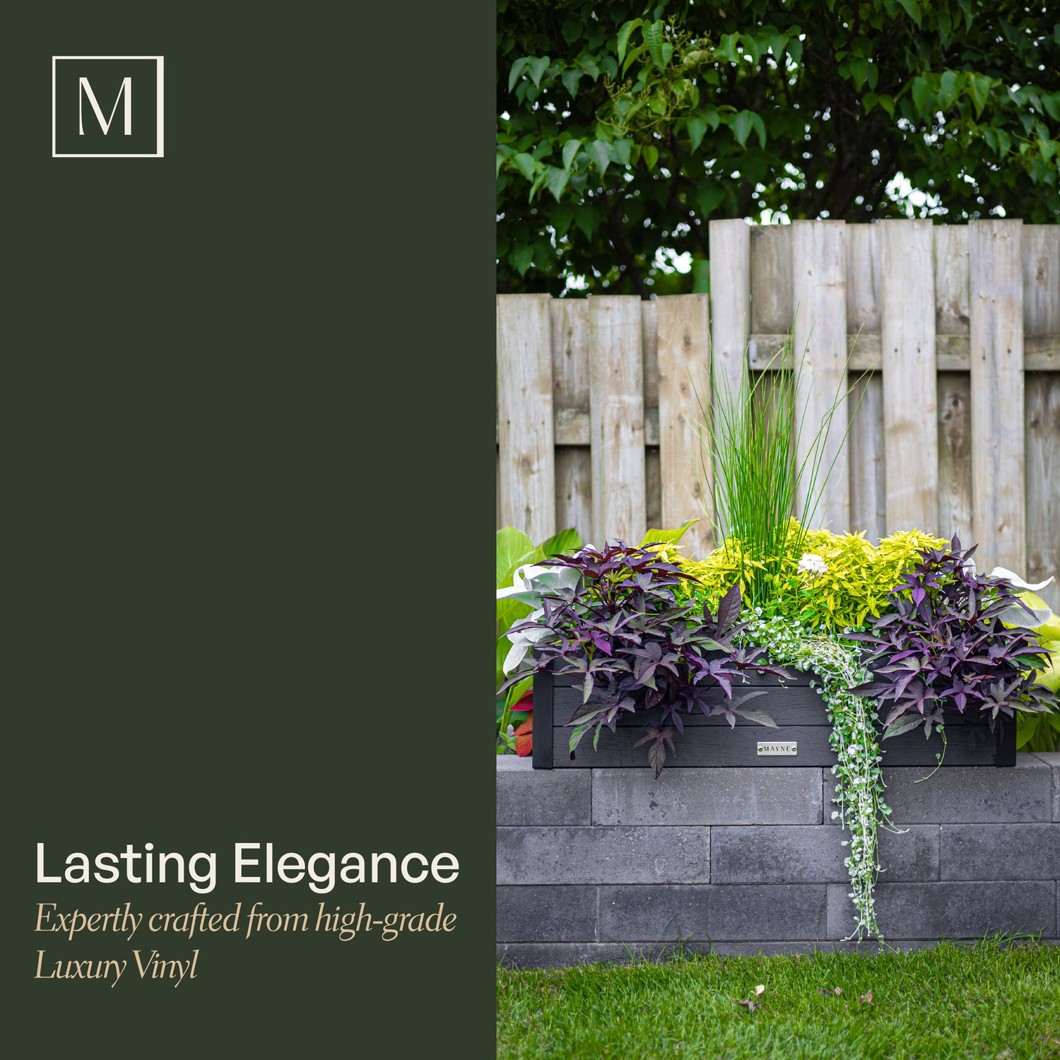 Mayne Horizon 2ft Window Box with Steel Wall Mount Brackets