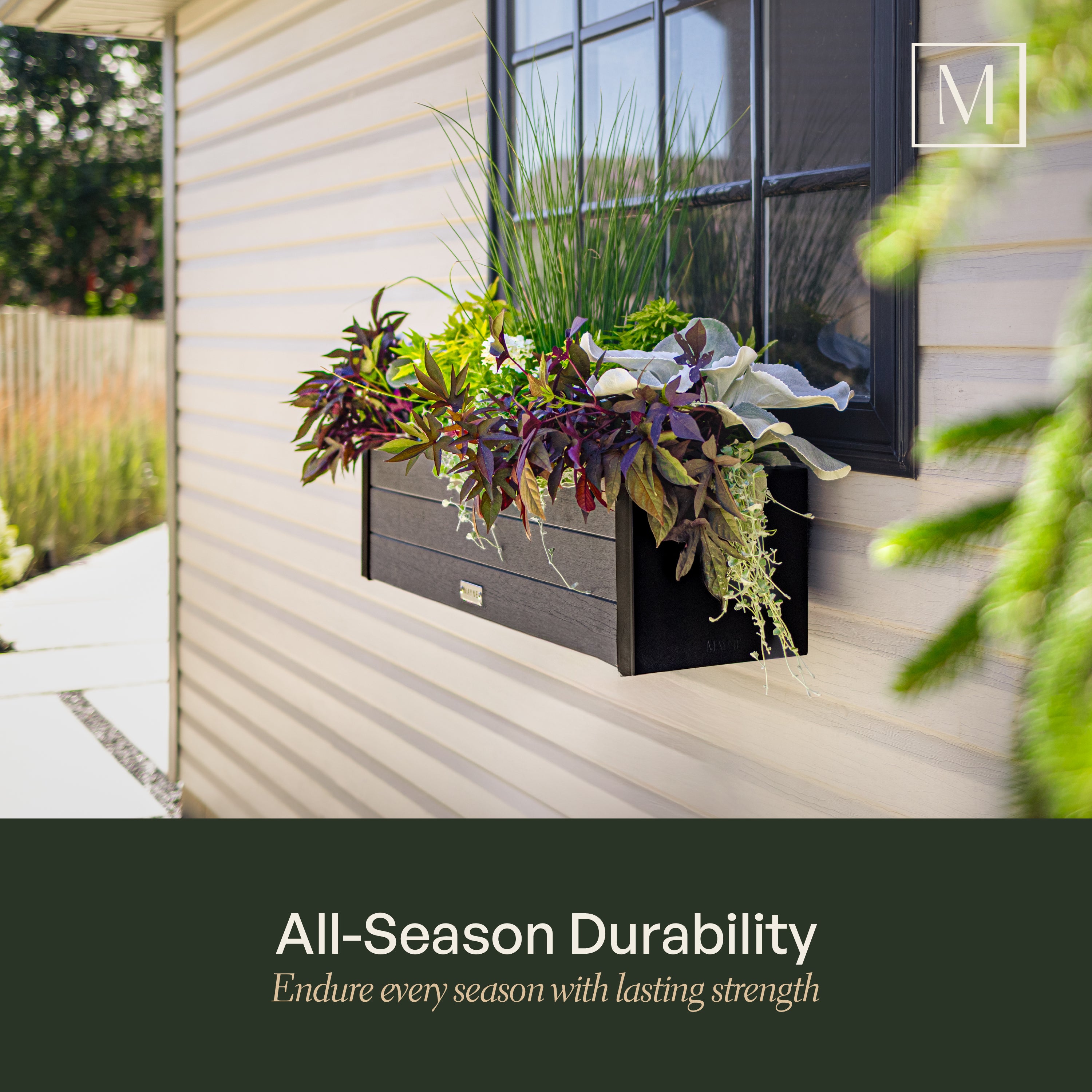 Mayne Horizon 2ft Window Box with Steel Wall Mount Brackets