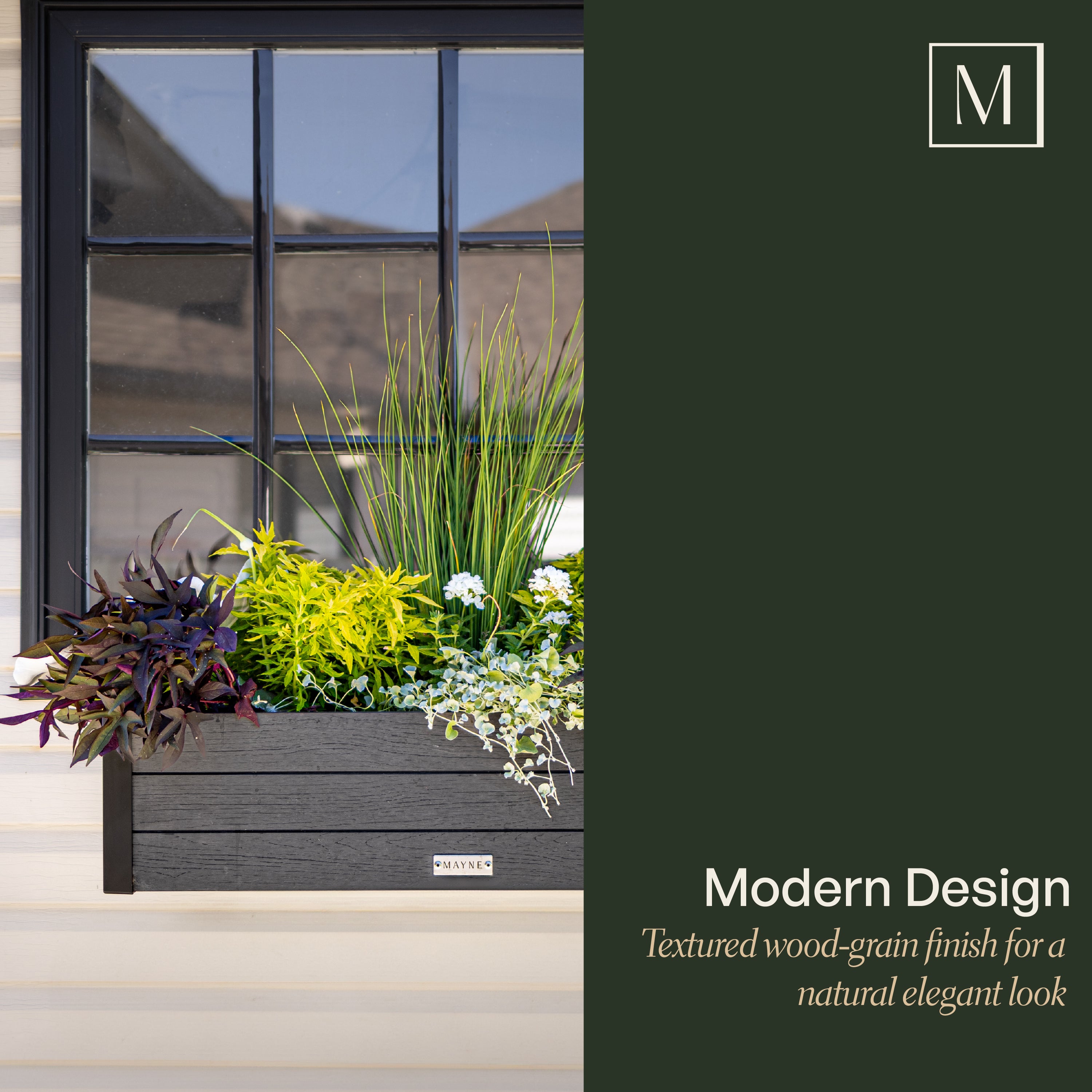 Mayne Horizon 2ft Window Box with Steel Wall Mount Brackets