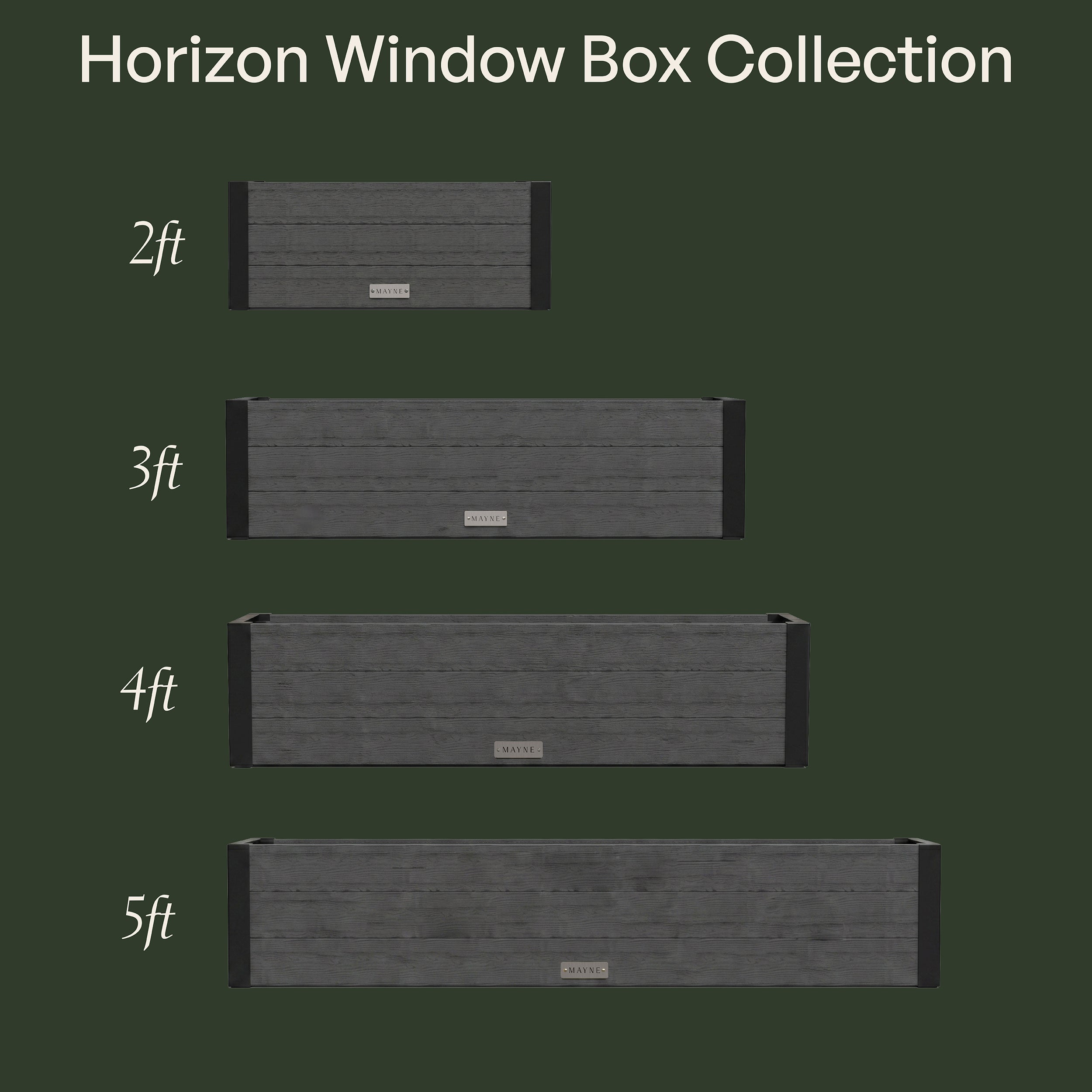Mayne Horizon 2ft Window Box with Steel Wall Mount Brackets