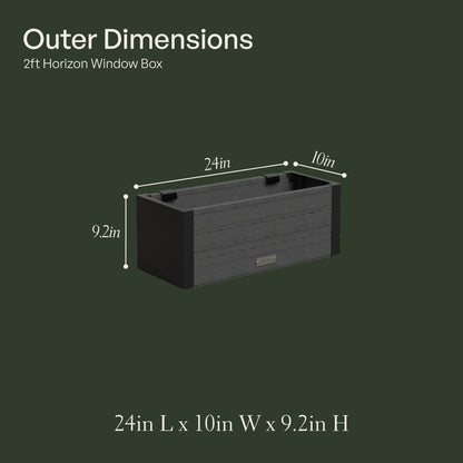 Mayne Horizon 2ft Window Box with Steel Wall Mount Brackets
