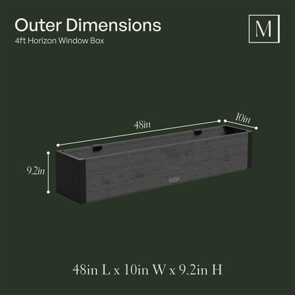 Mayne Horizon 4ft Window Box with Steel Wall Mount Brackets