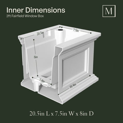 Mayne Fairfield 2ft Self-Watering Window Box with Steel Wall Mount Brackets