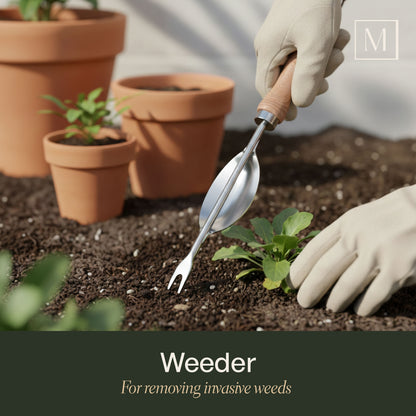 Mayne 4-Piece Essential Garden Tool Set – Hand Cultivator, Transplanter, Weeder &amp; Trowel