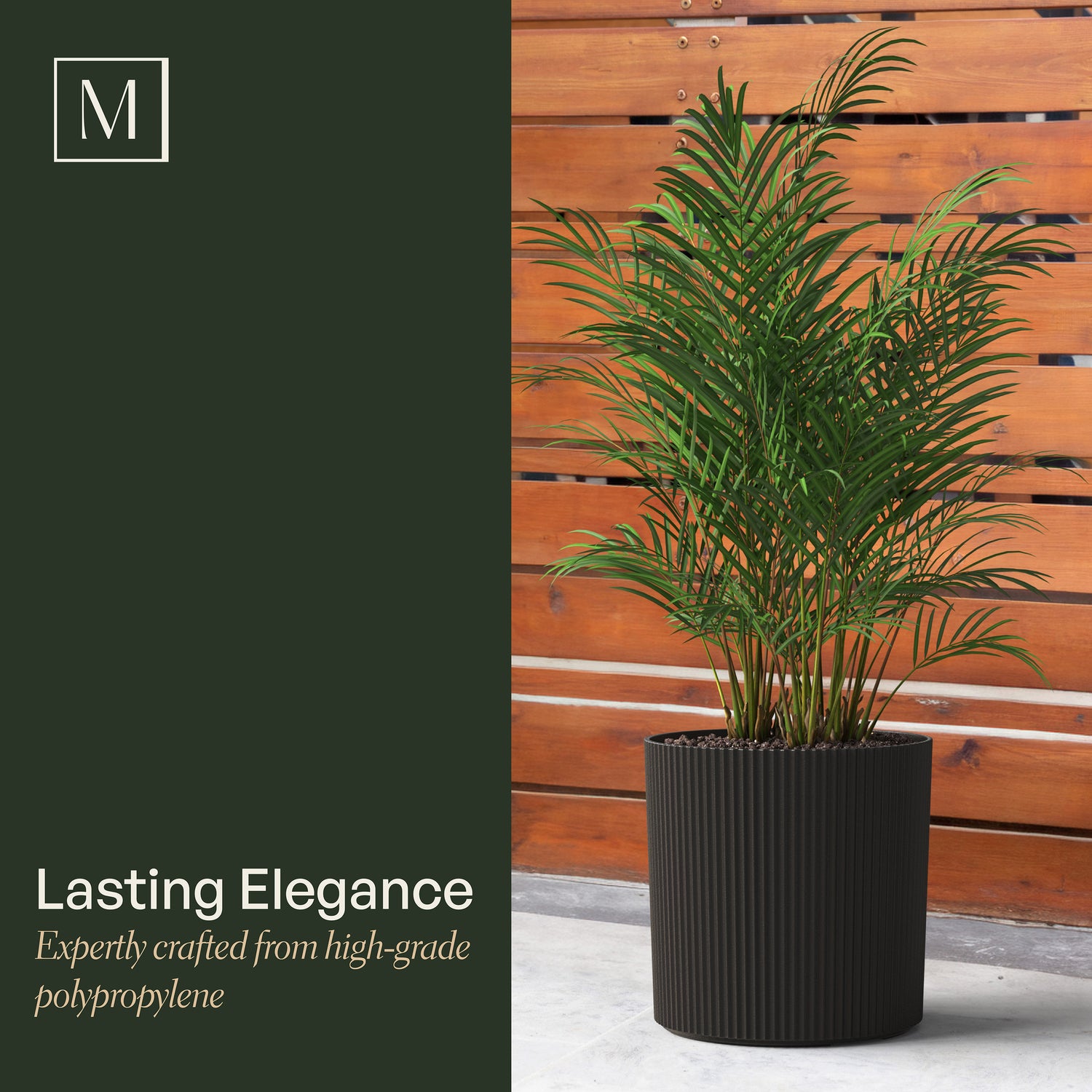 Mayne Serene Round Ribbed Planter with Drainage Hole