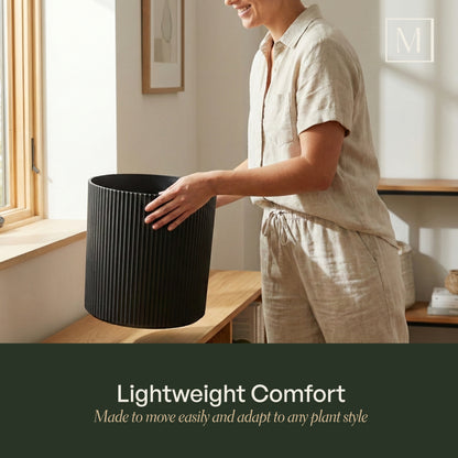 Mayne Serene Round Ribbed Planter with Drainage Hole