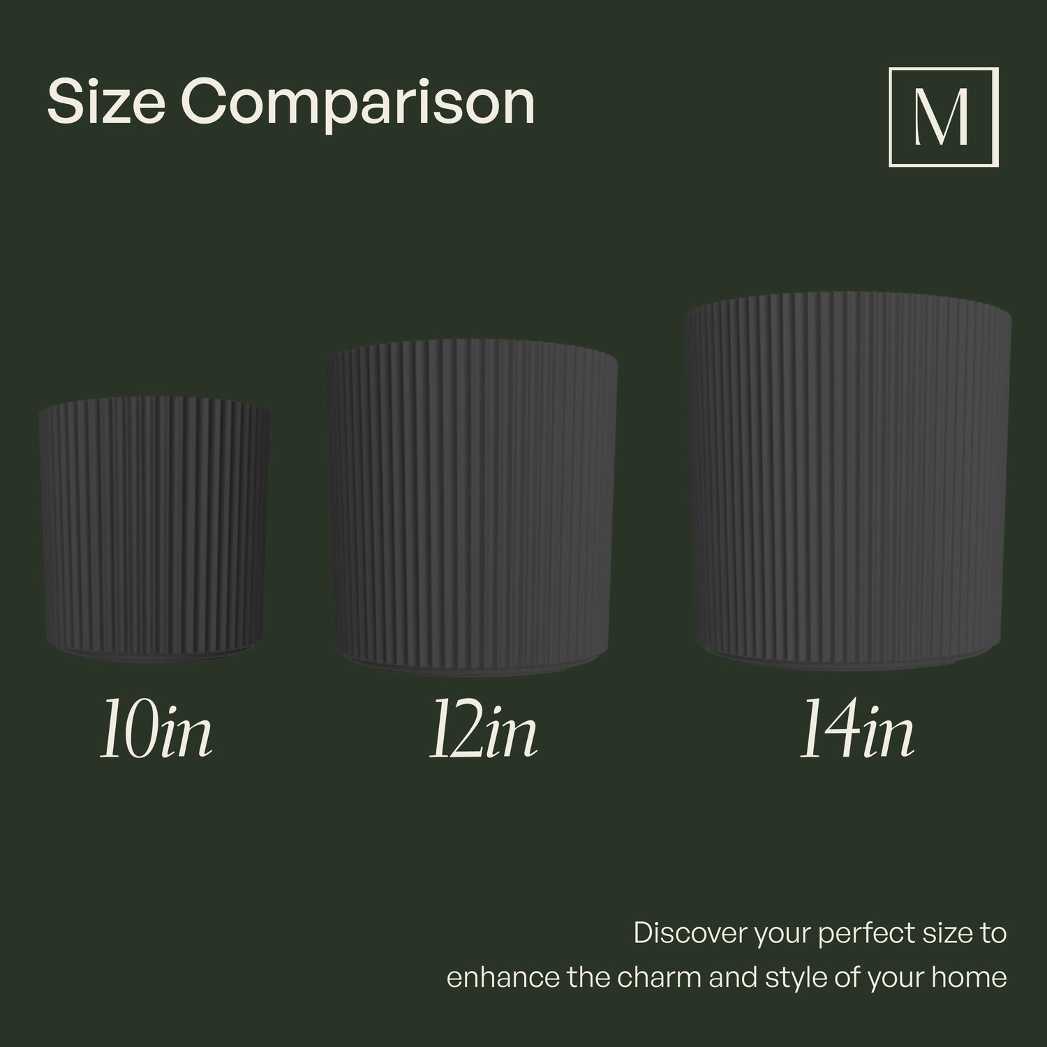 Mayne Serene Round Ribbed Planter with Drainage Hole