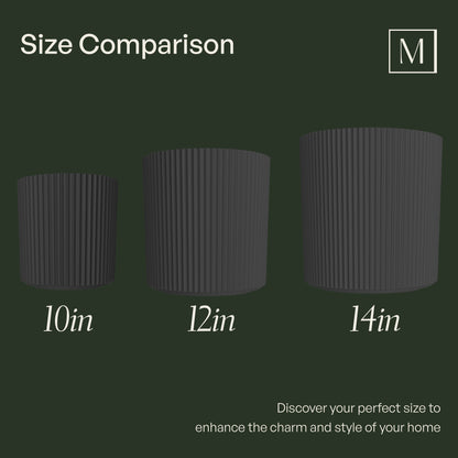 Mayne Serene Round Ribbed Planter with Drainage Hole