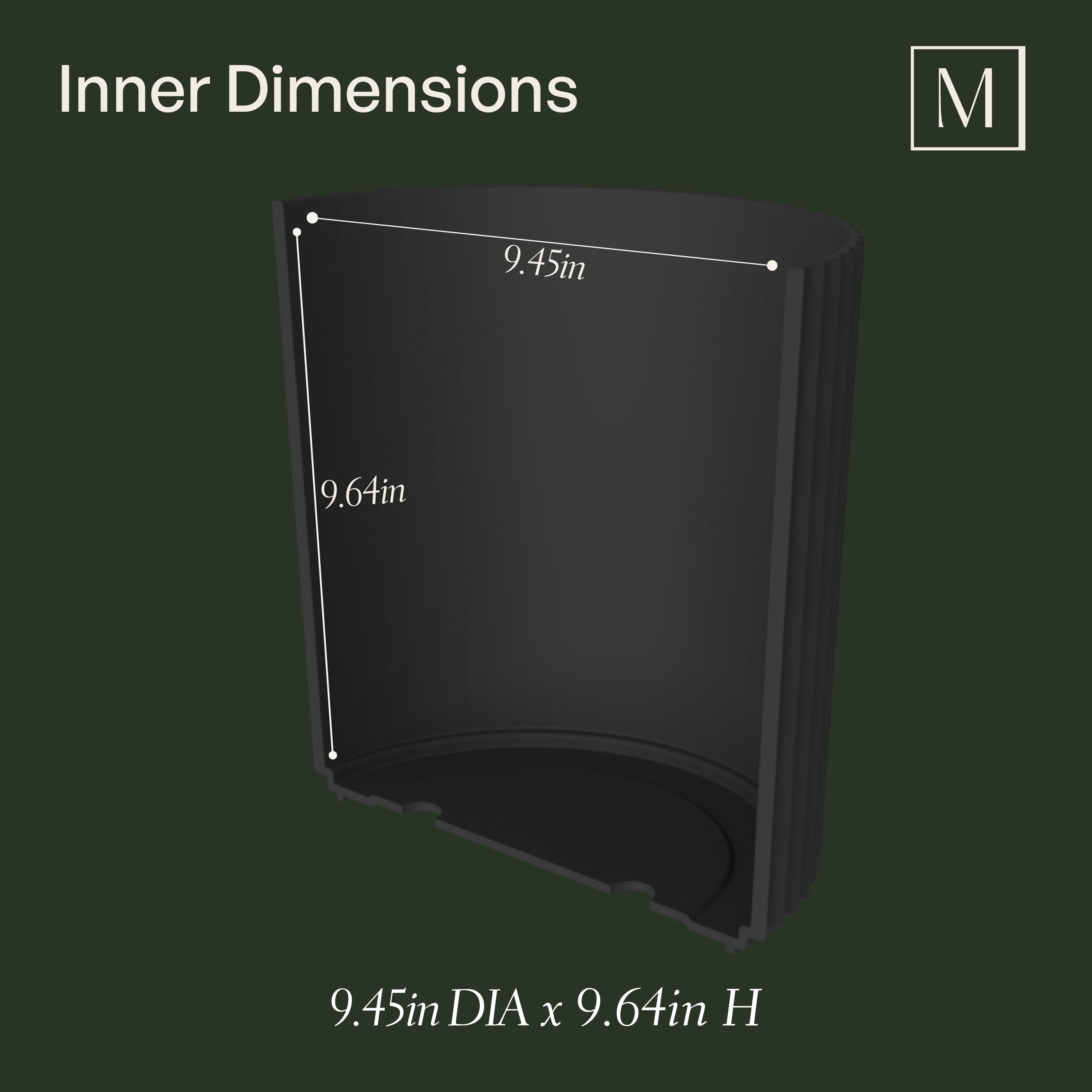 Mayne Serene Round Ribbed Planter with Drainage Hole