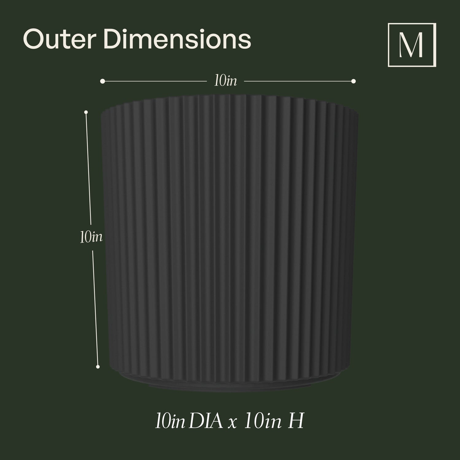 Mayne Serene Round Ribbed Planter with Drainage Hole