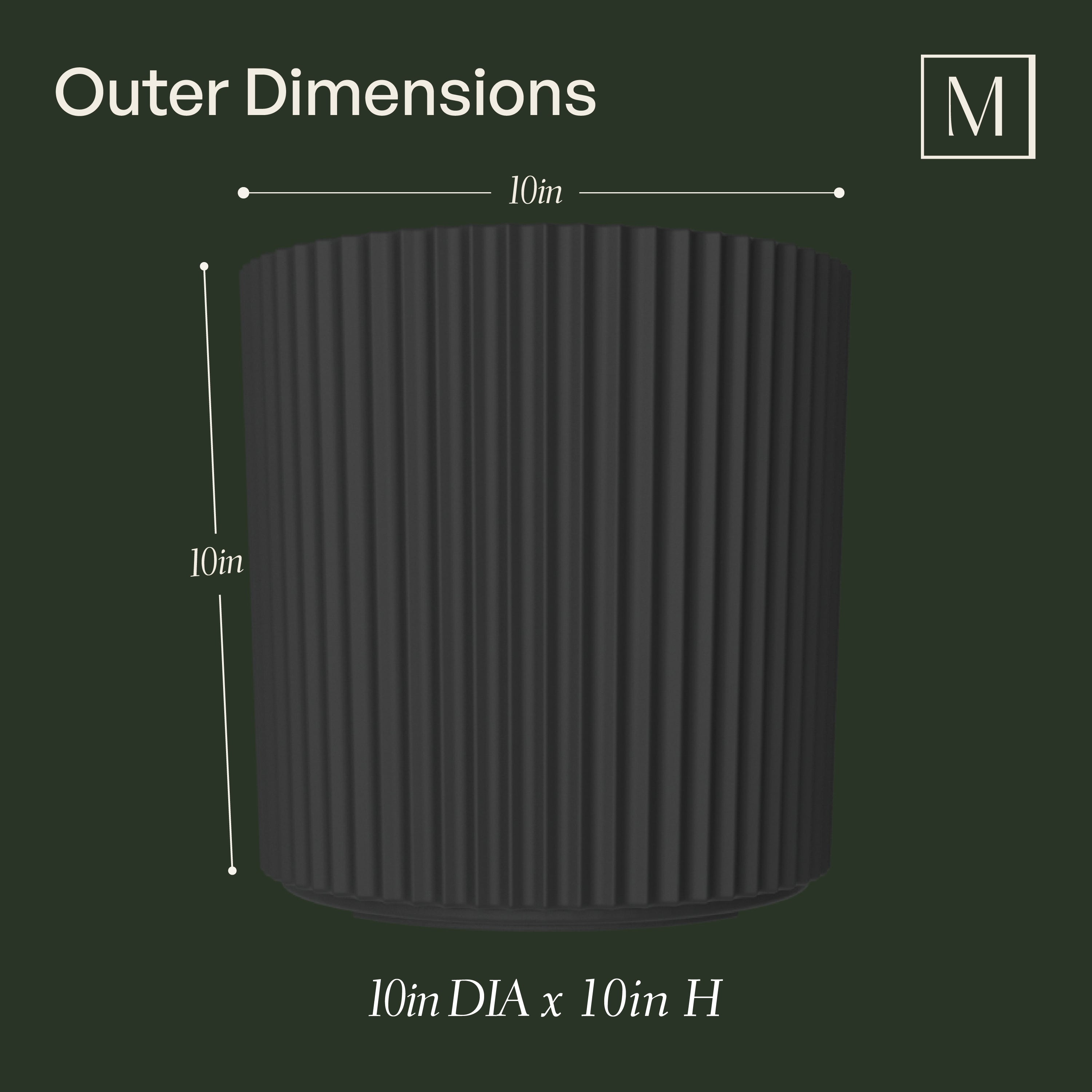 Mayne Serene Round Ribbed Planter with Drainage Hole