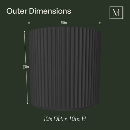 Mayne Serene Round Ribbed Planter with Drainage Hole