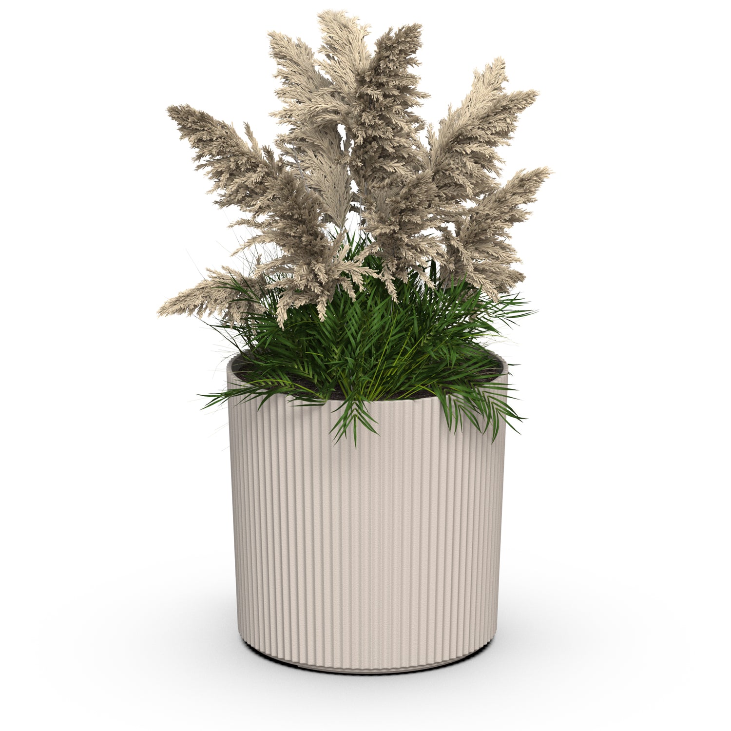 Mayne Serene Round Ribbed Planter with Drainage Hole
